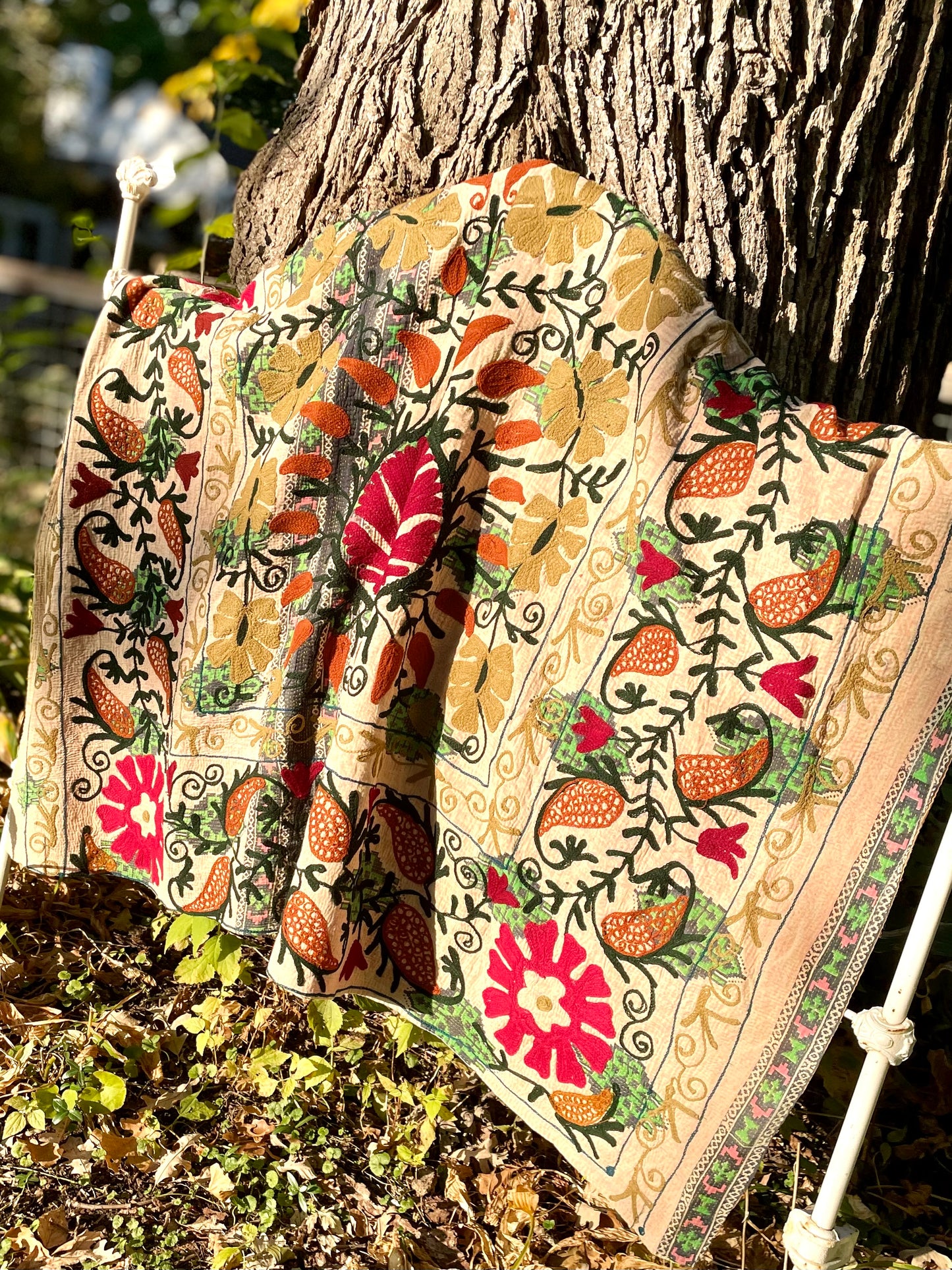 Rowena Reversible Embroidered Kantha Quilt.