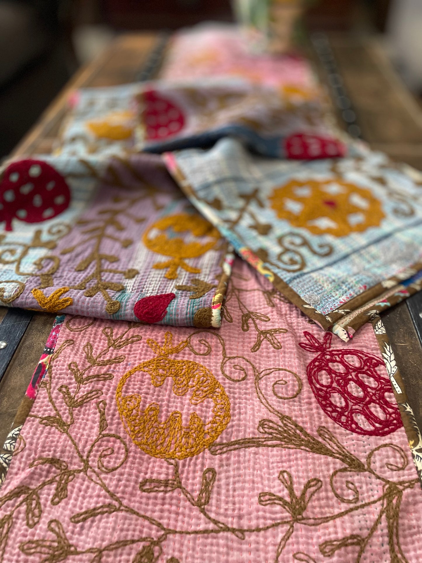 Suzani Embroidered Table Runner.