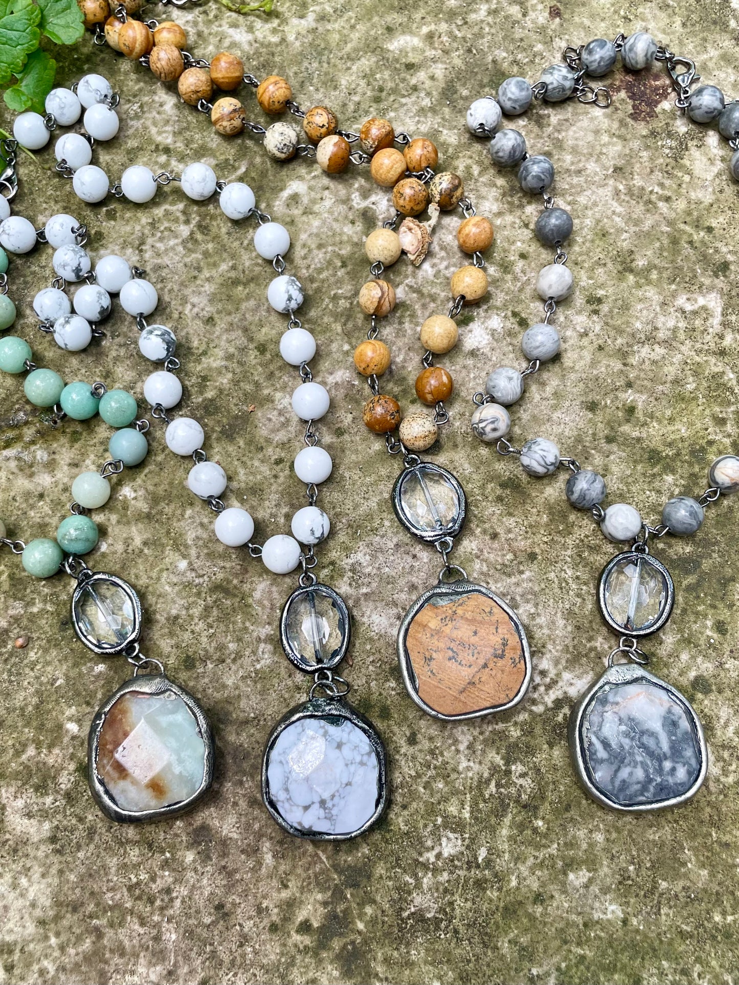 Shasta Soldered Stone and Crystal Necklace.