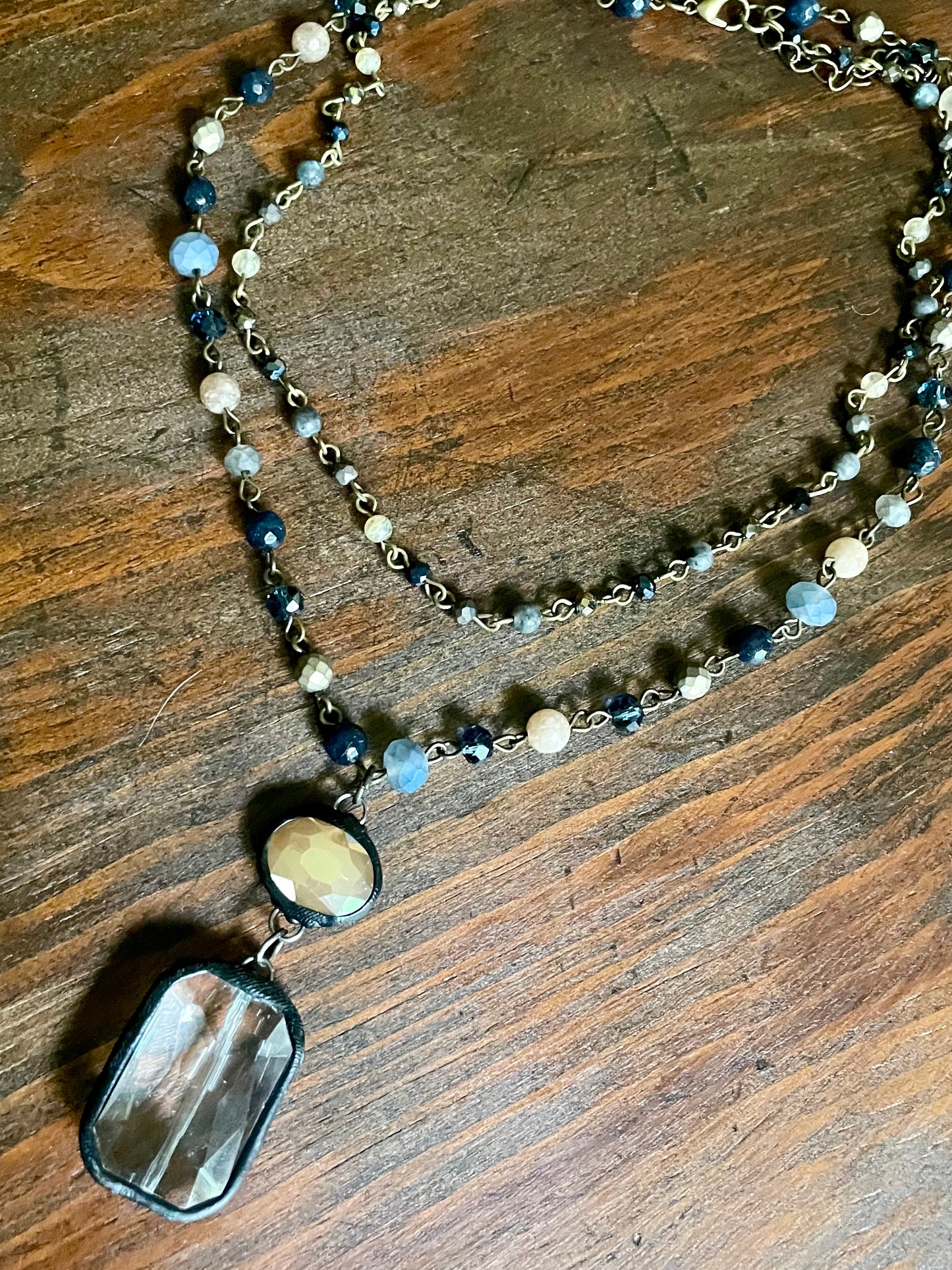 Lindsay Layered Crystal Pendant Necklace.