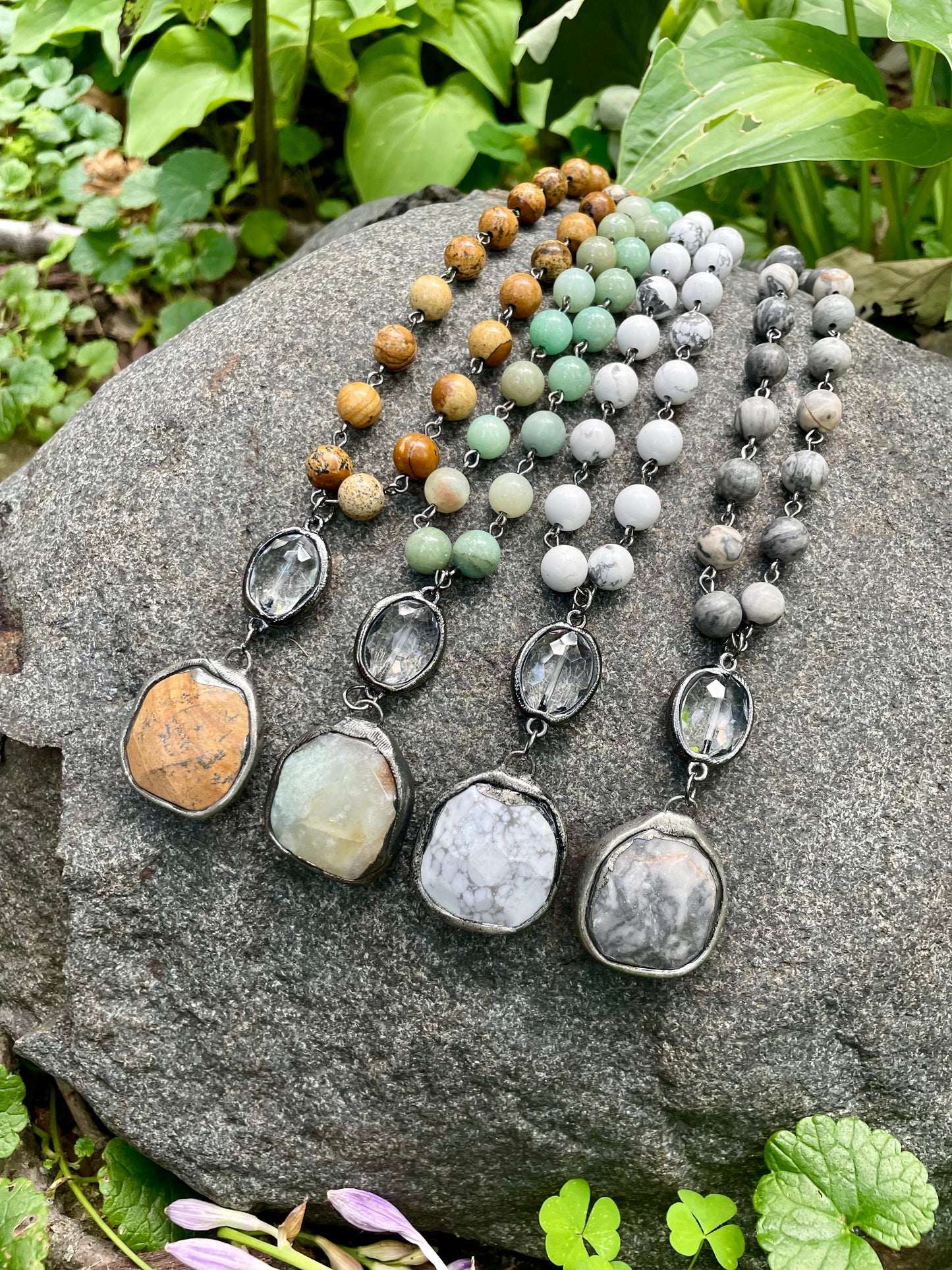 Shasta Soldered Stone and Crystal Necklace.