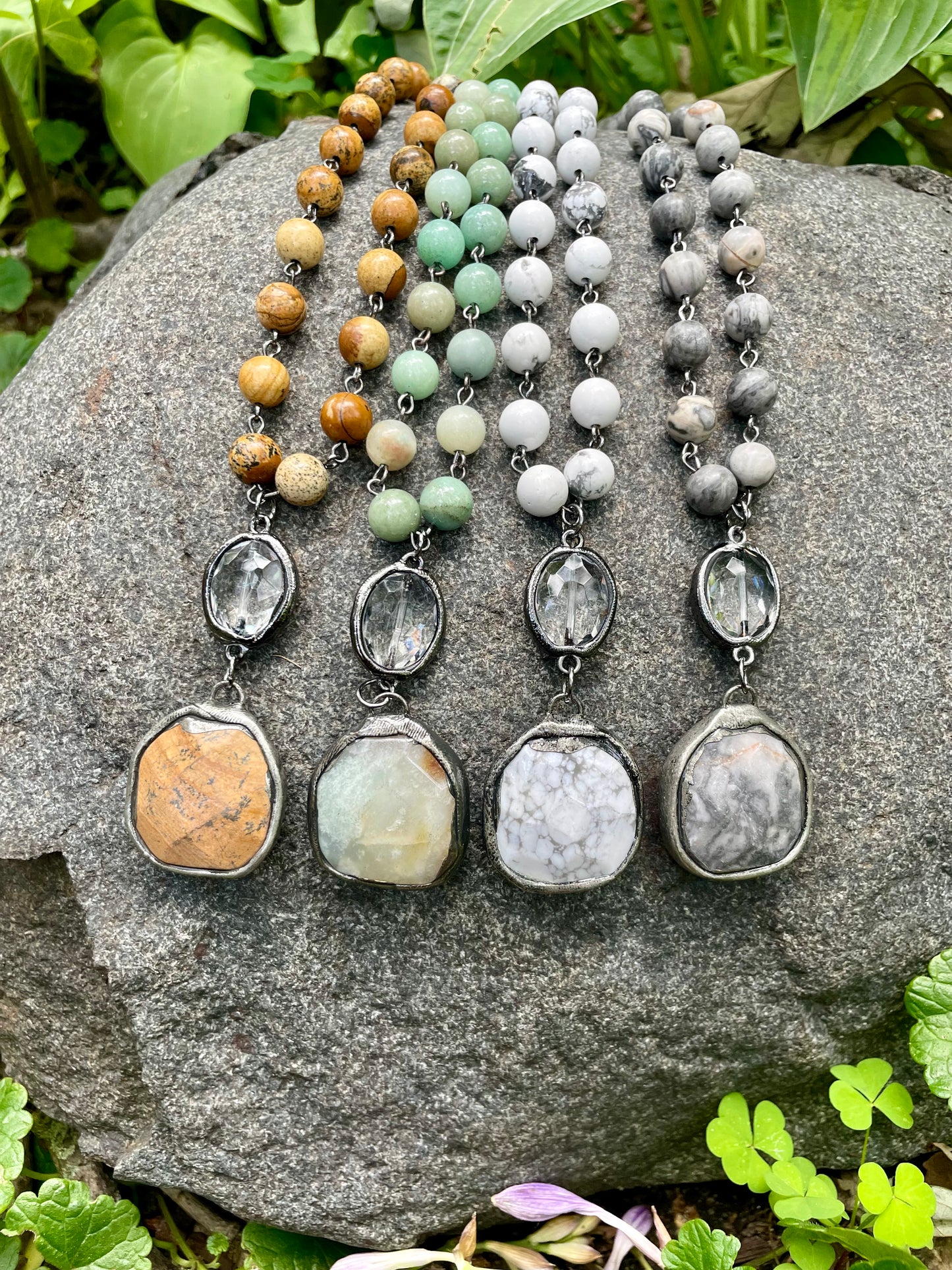 Shasta Soldered Stone and Crystal Necklace.