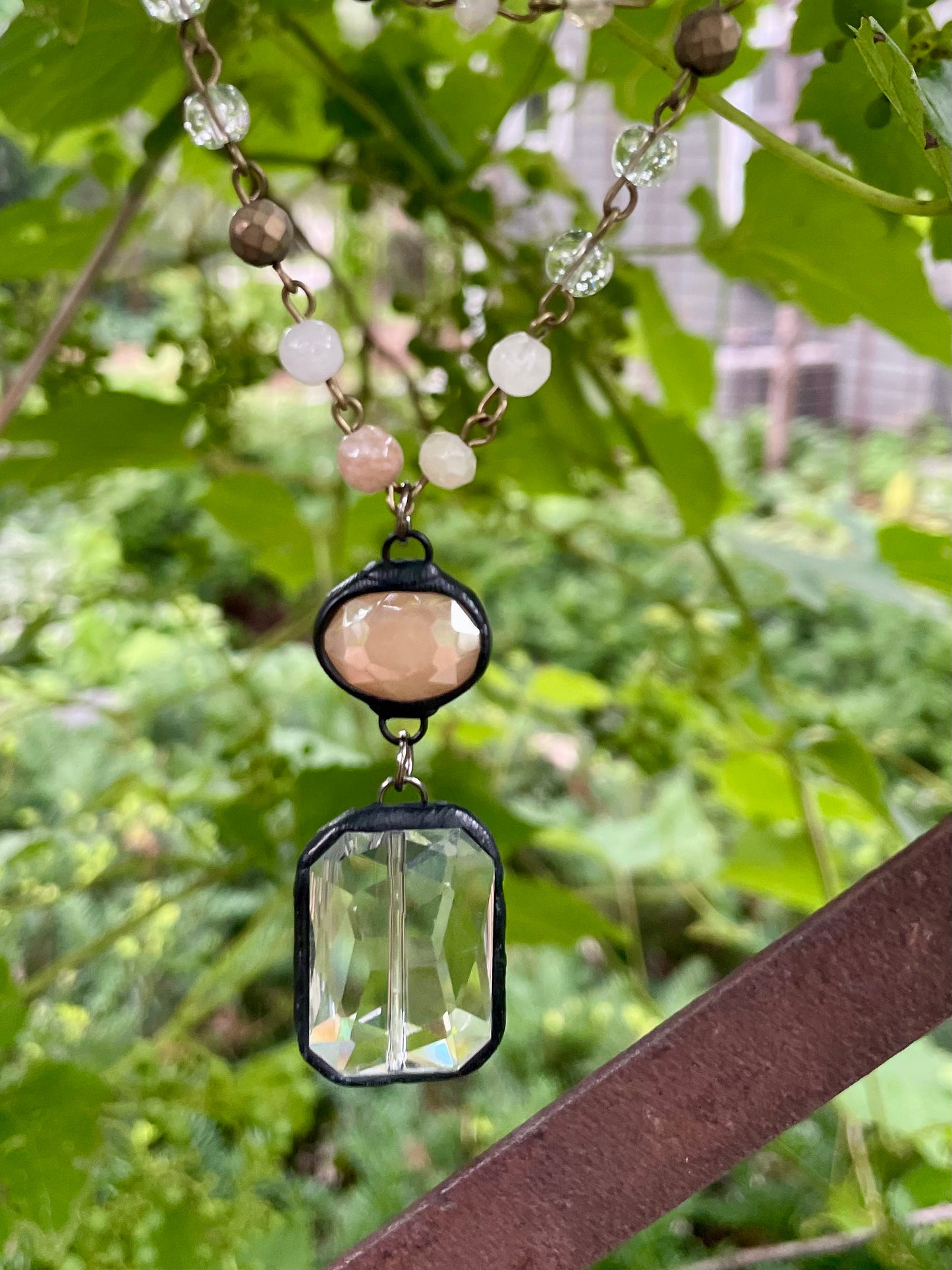 Lindsay Layered Crystal Pendant Necklace.