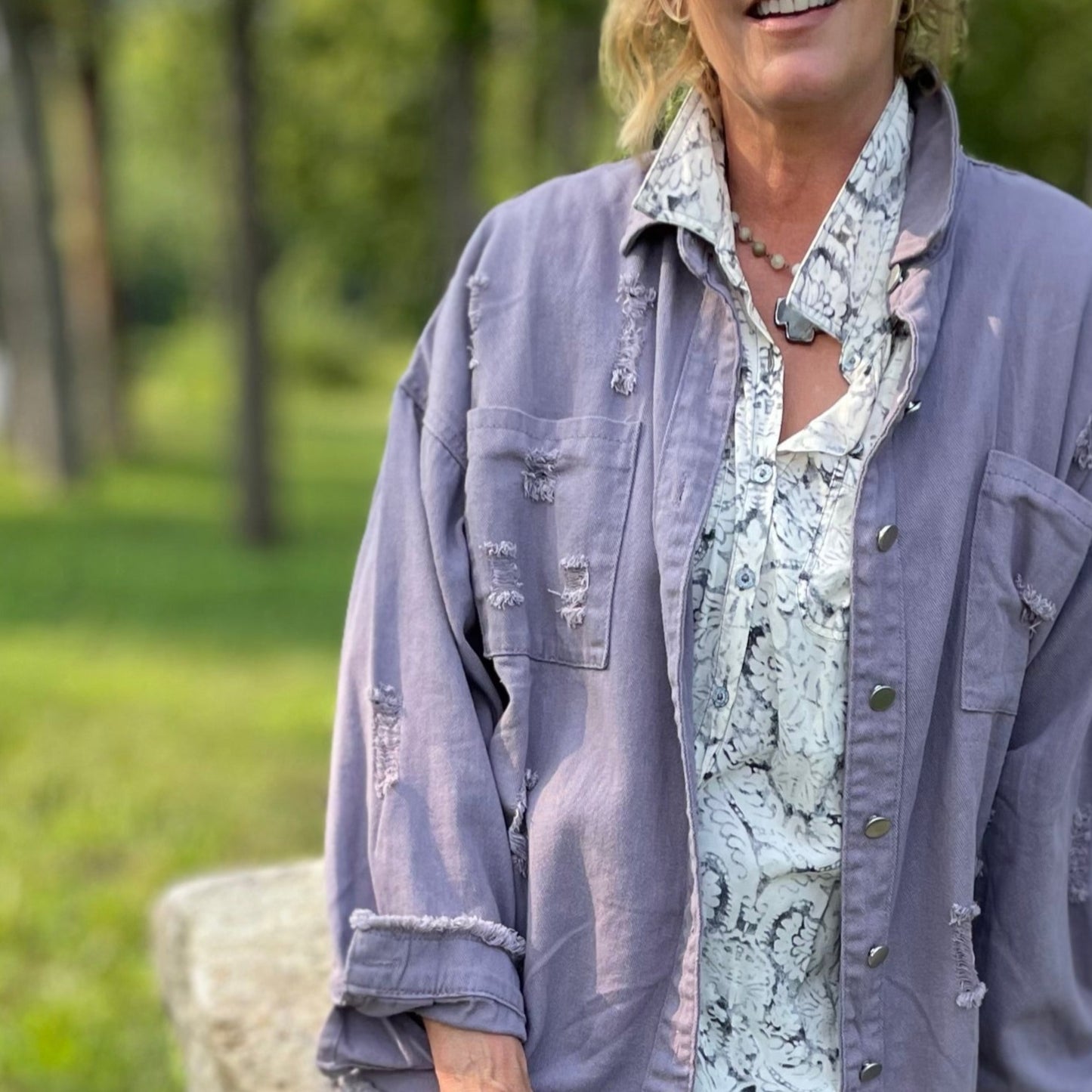 Denver Distressed Lavender Work-shirt.