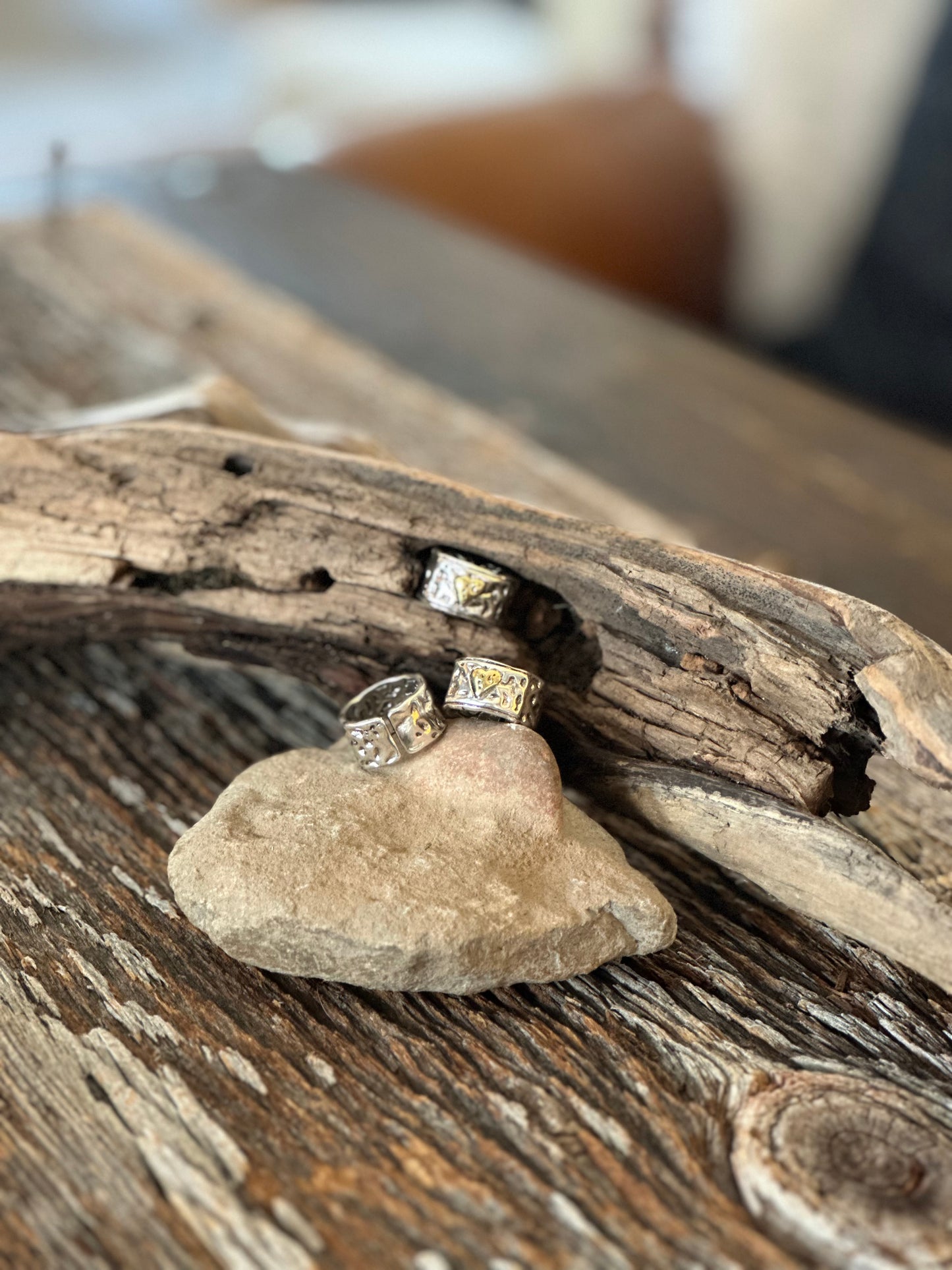 Golden Heart Sterling Silver Ring