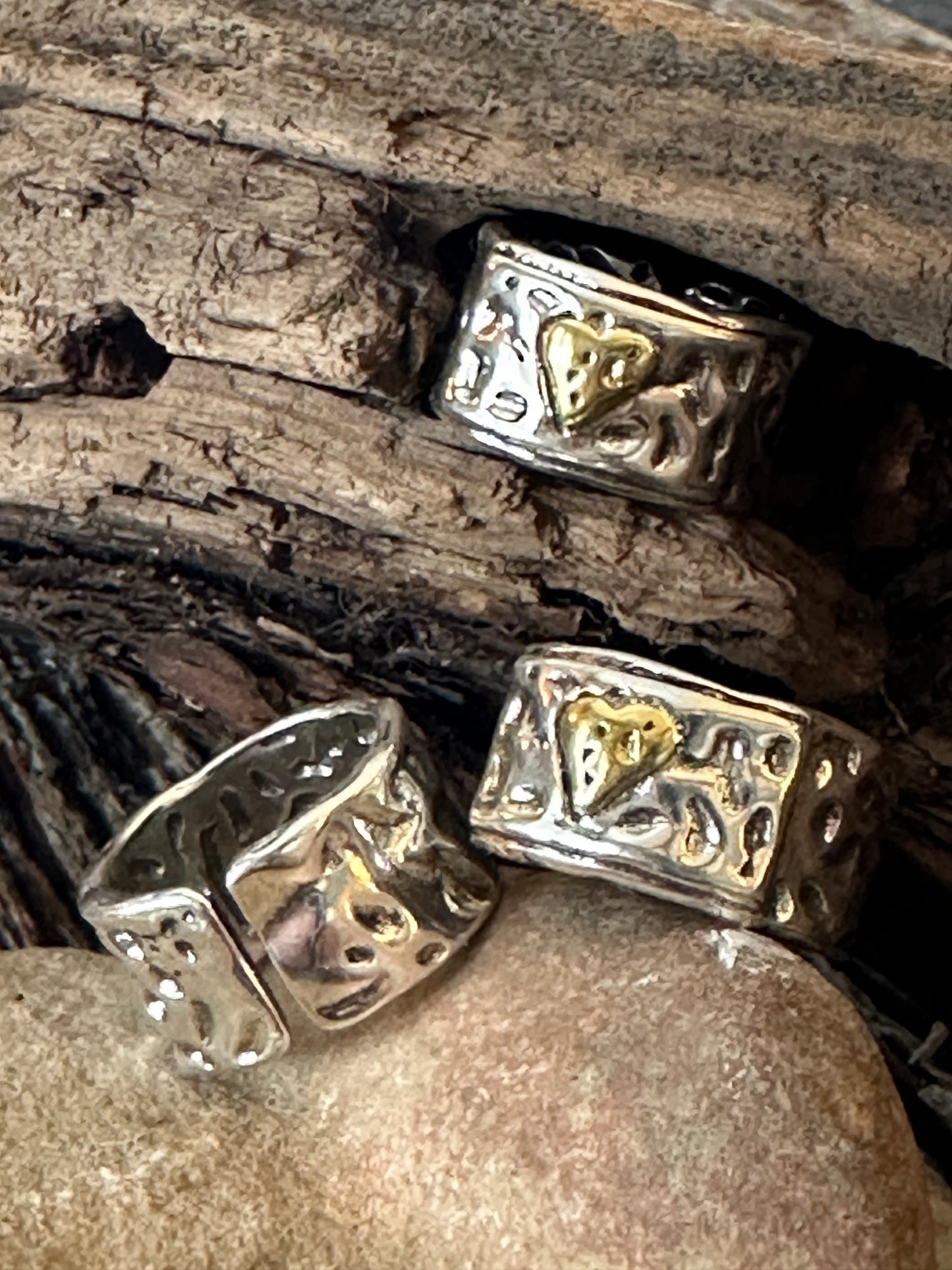 Golden Heart Sterling Silver Ring