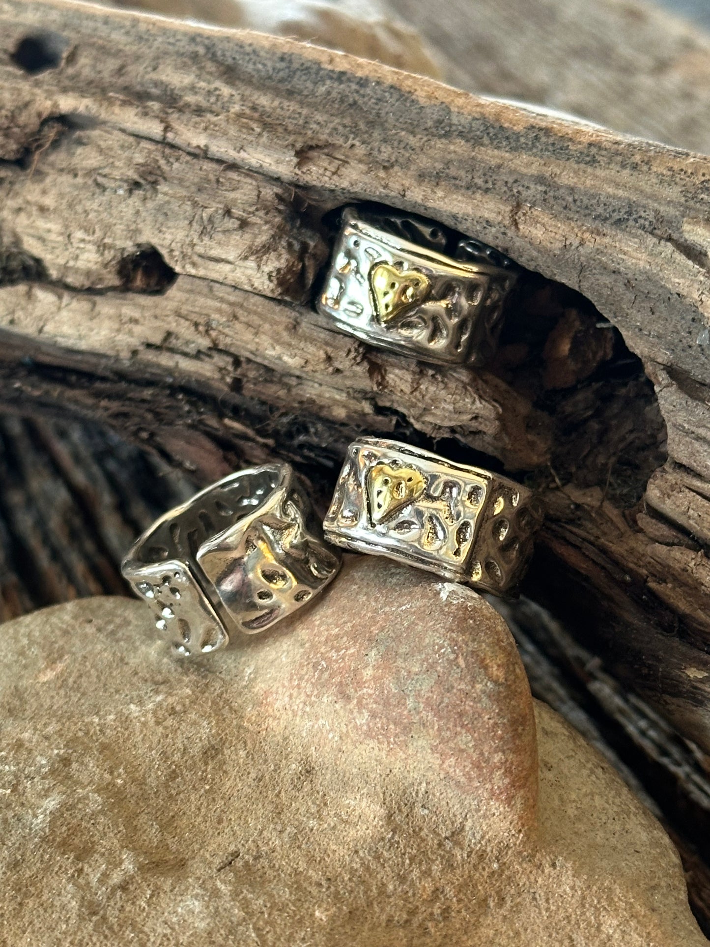 Golden Heart Sterling Silver Ring