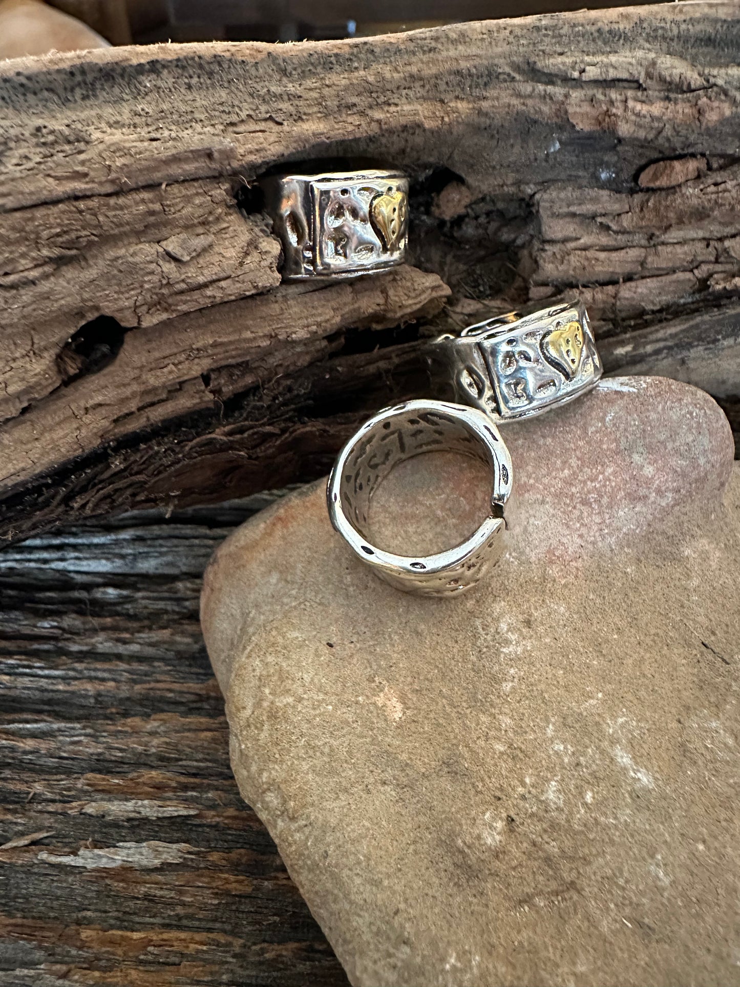 Golden Heart Sterling Silver Ring