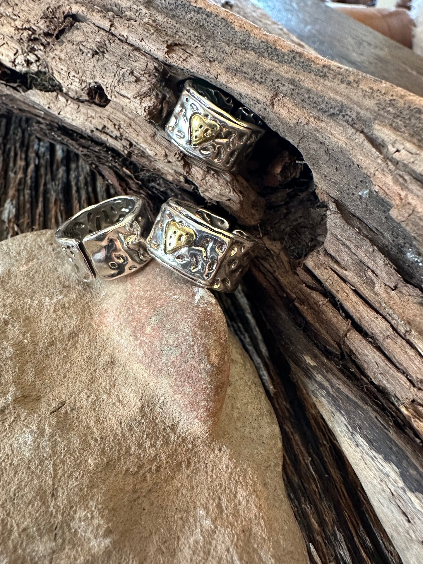 Golden Heart Sterling Silver Ring