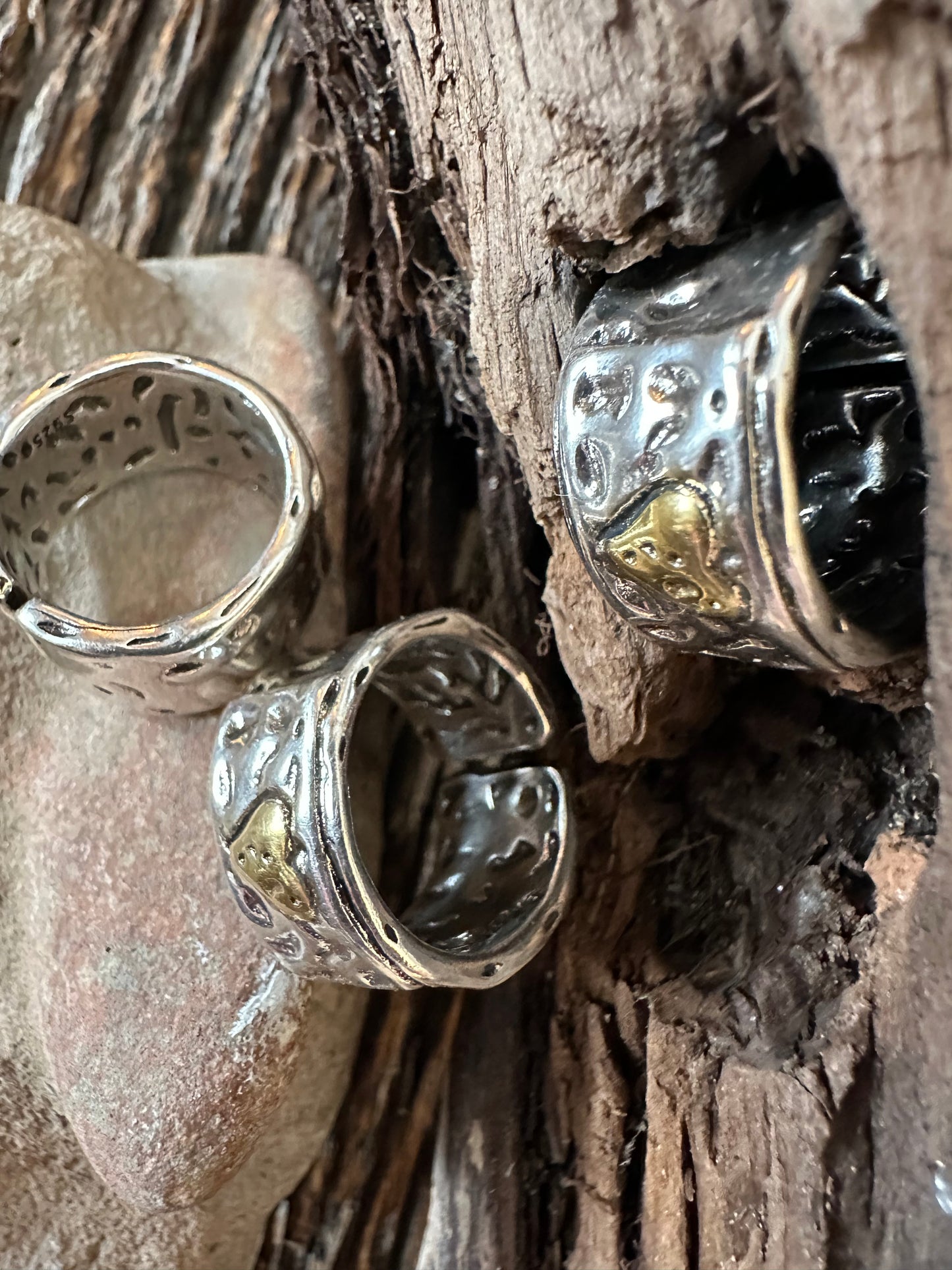 Golden Heart Sterling Silver Ring