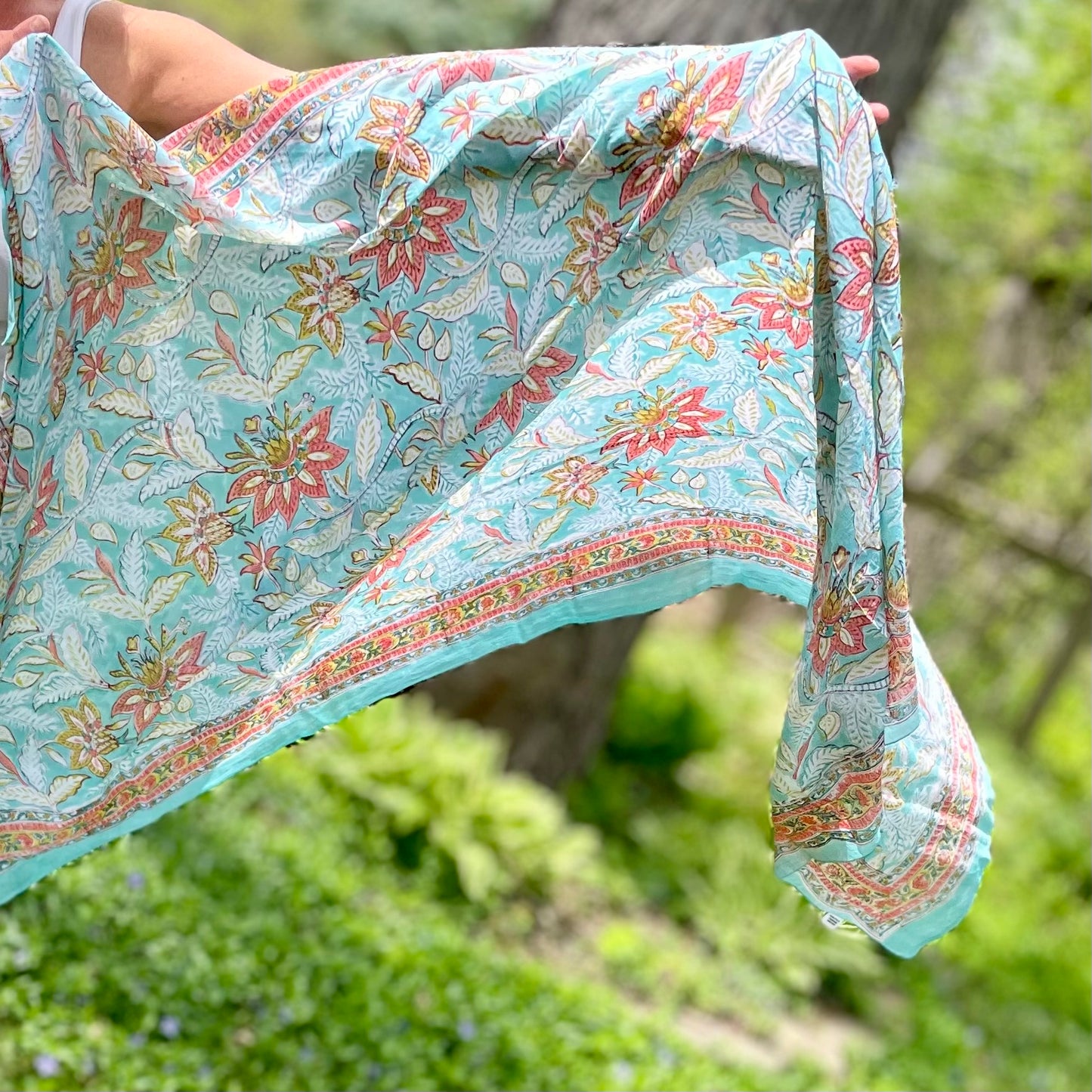 Kayla Cotton Sarong Scarf. Aqua.