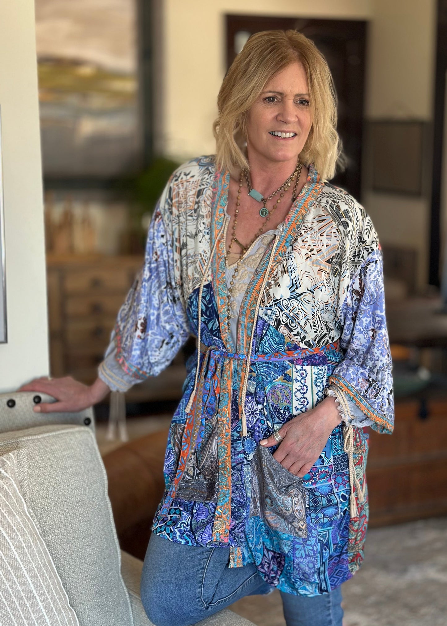 Topangea Silk Sari Robe - New Light Blue