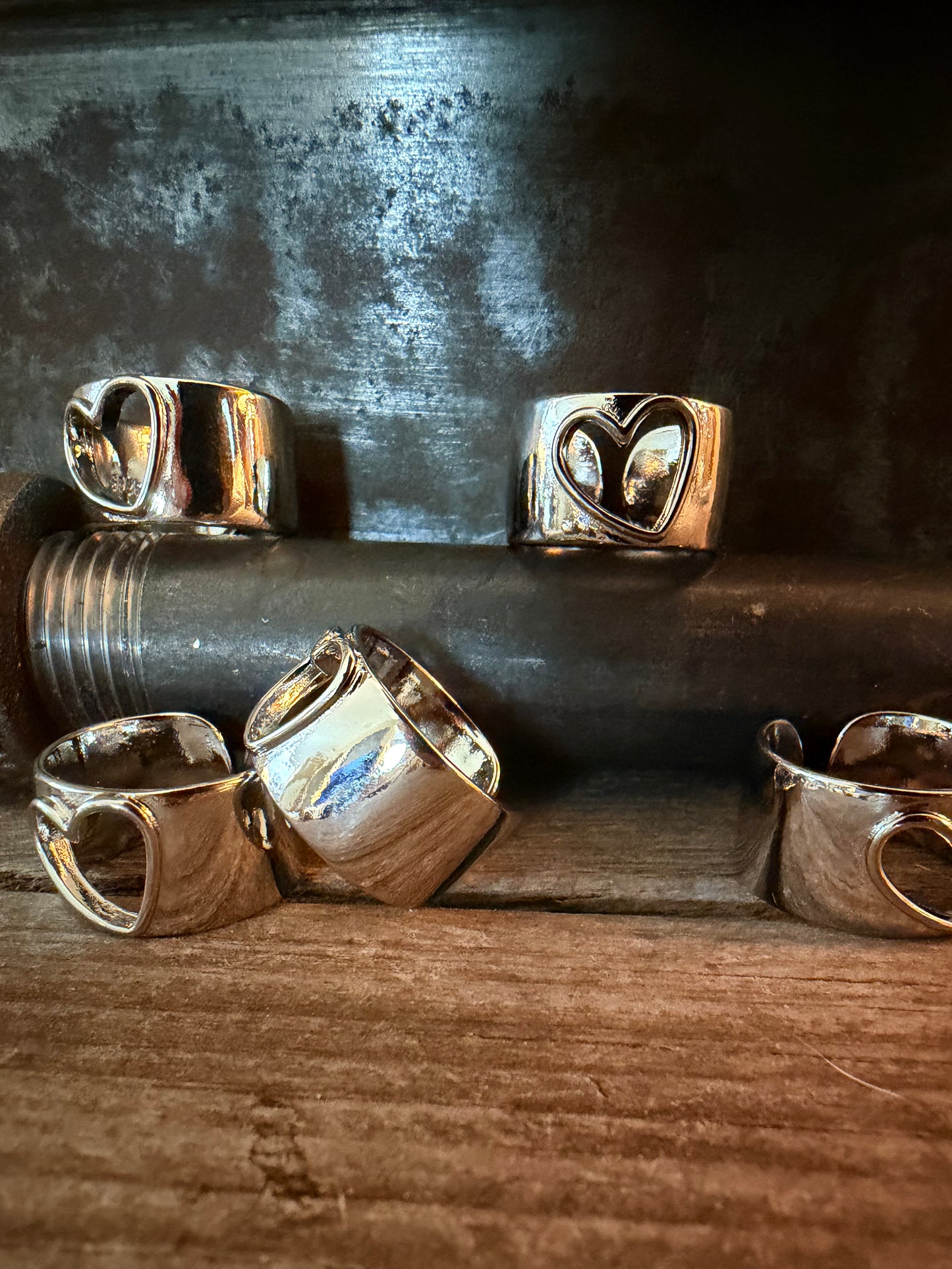 Silver Heart Cutout Ring – Adjustable | Grace & Grit by Amy Louise