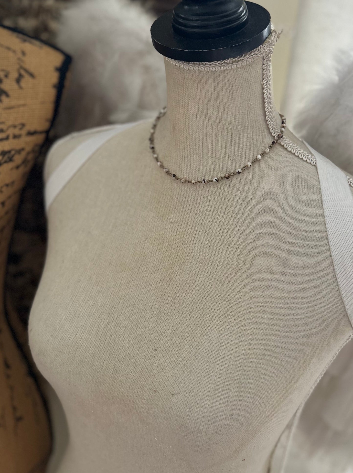 Peyson faceted multi-stand necklace. Turquise & Pink