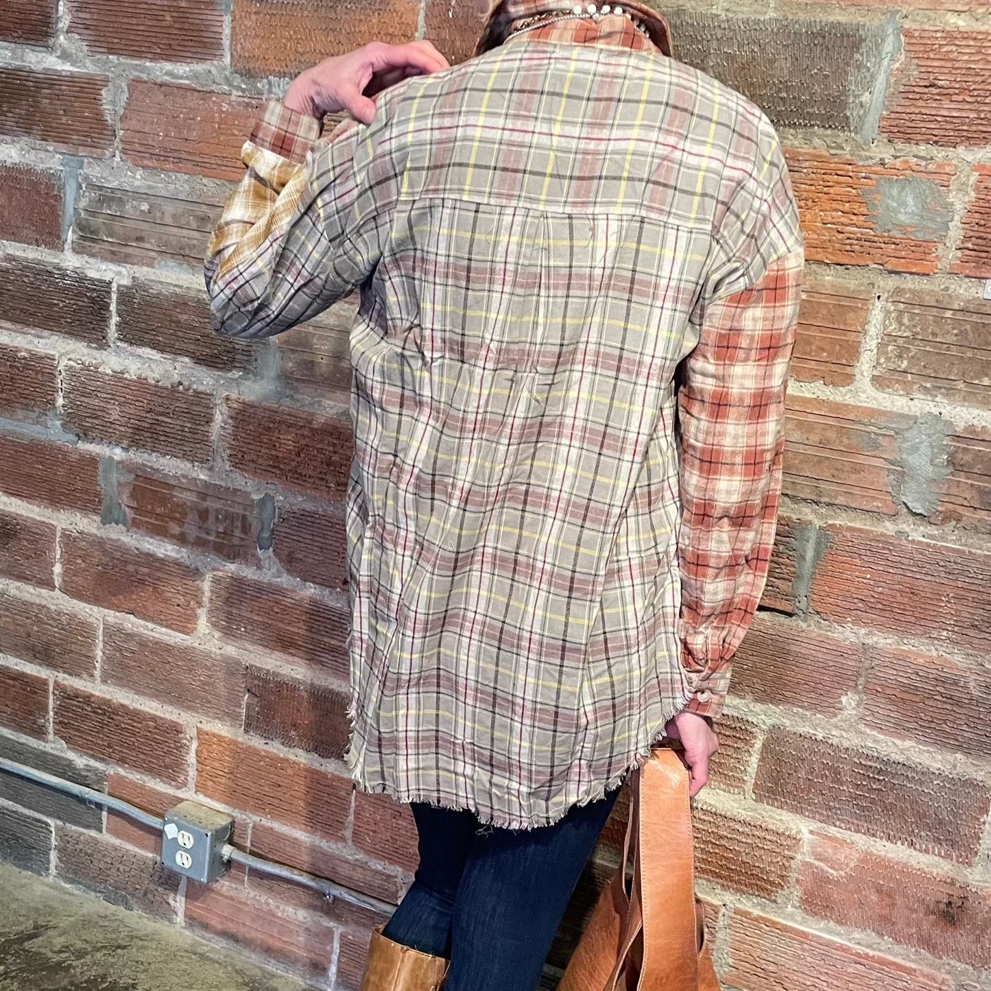 Pepper Patchwork Plaid  Shirt - Tan