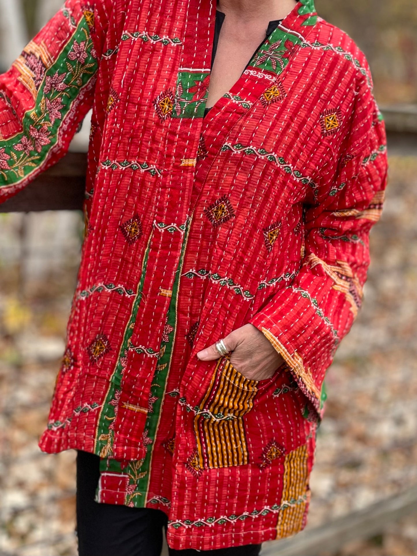 Wanderer Reversible Kantha Robe.