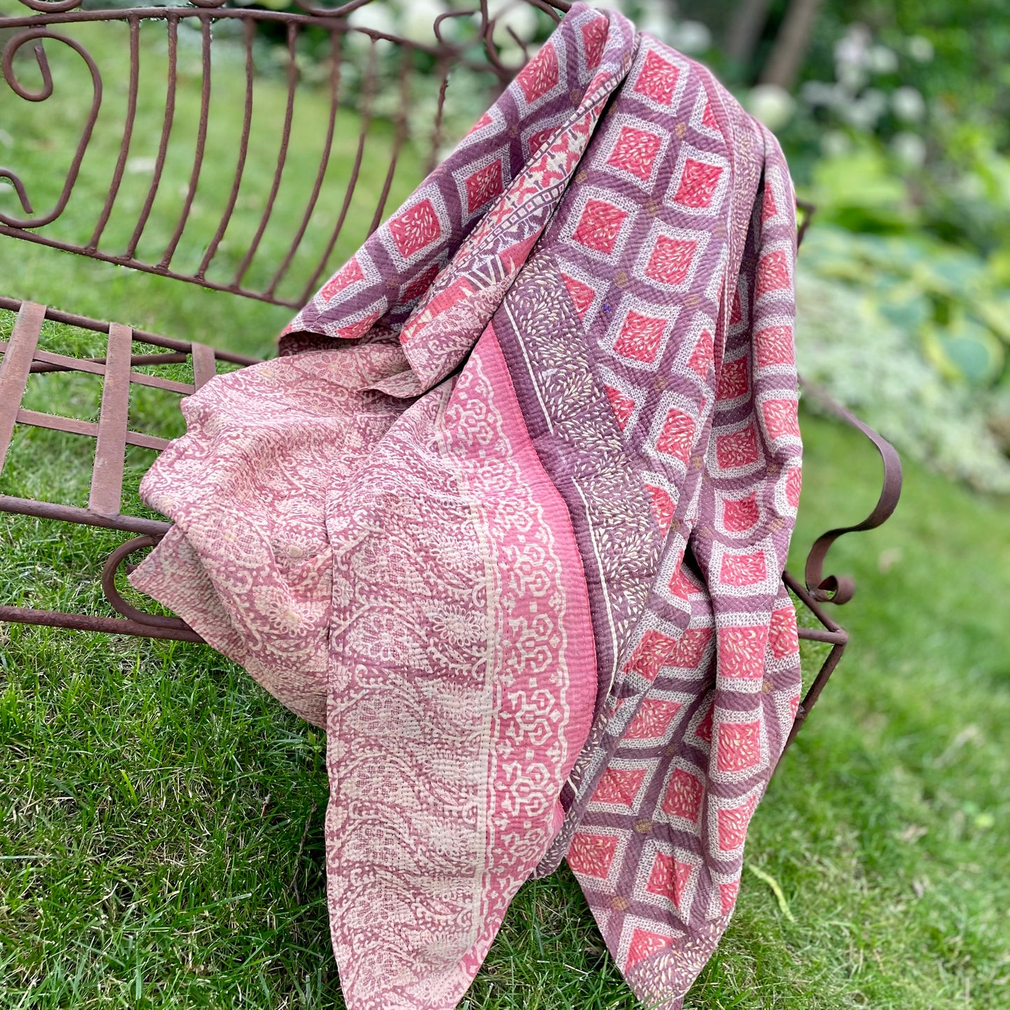 Theodora Reversible Kantha Quilt.