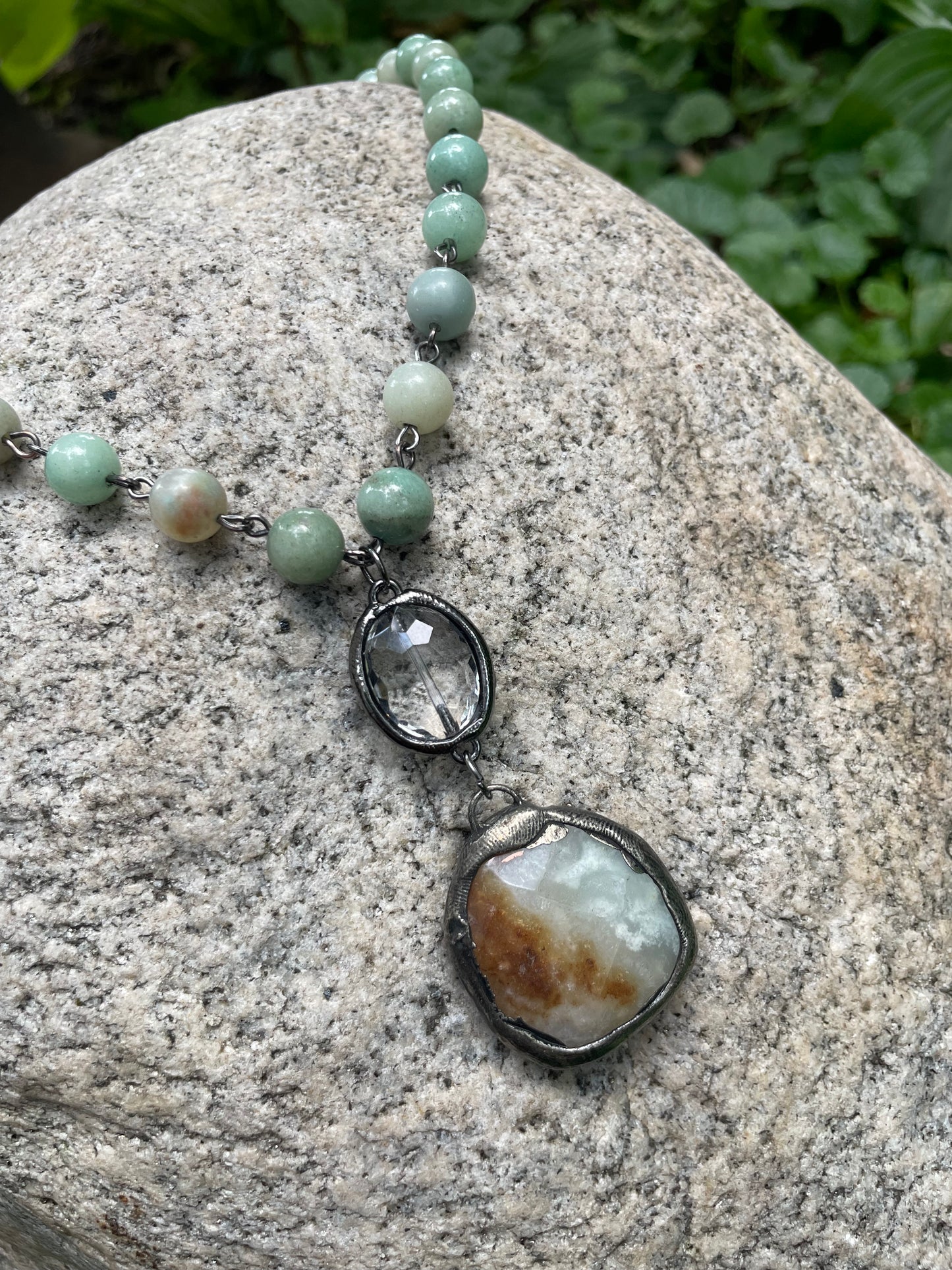 Shasta  Soldered Stone and Crystal Necklace.