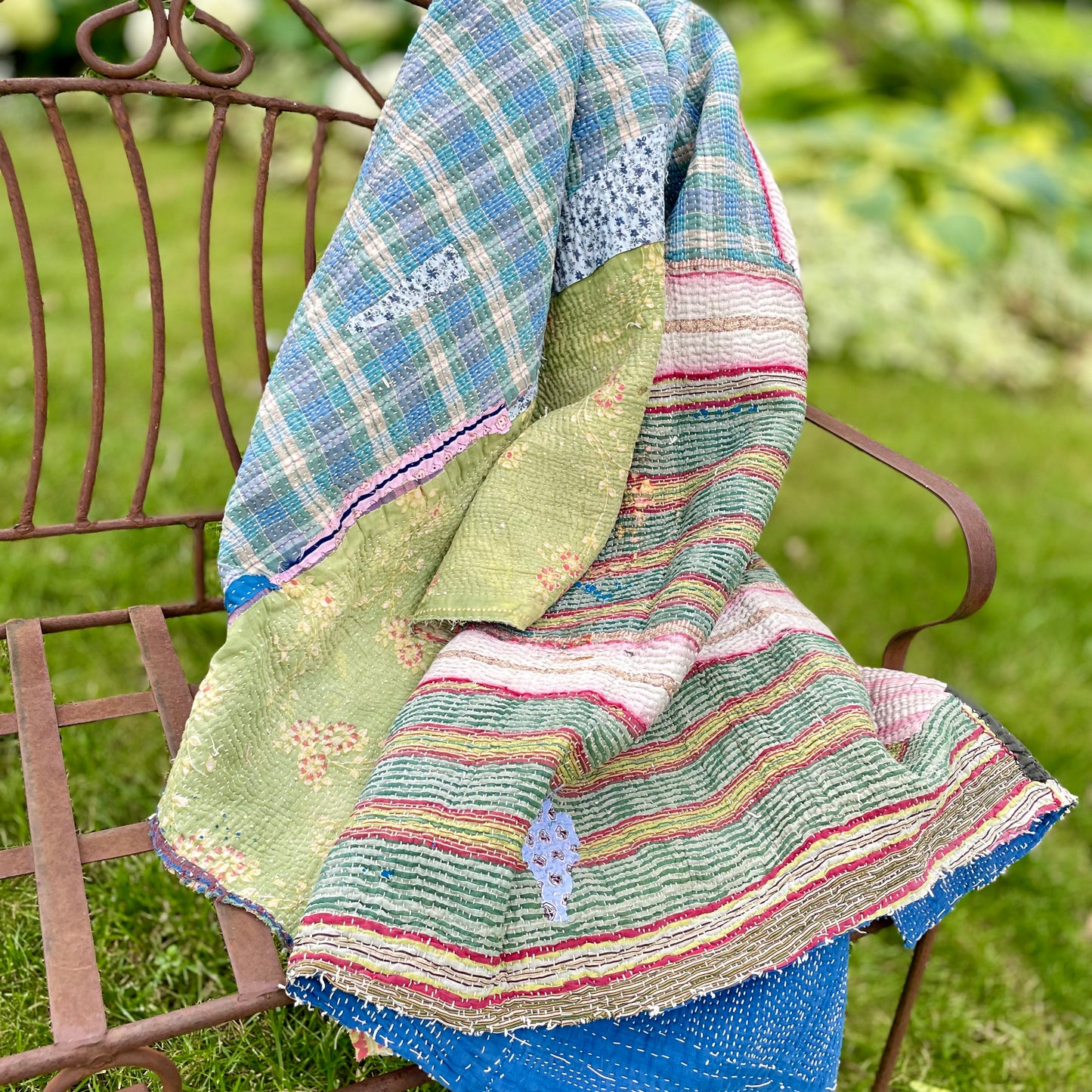 Theodora Reversible Kantha Quilt.