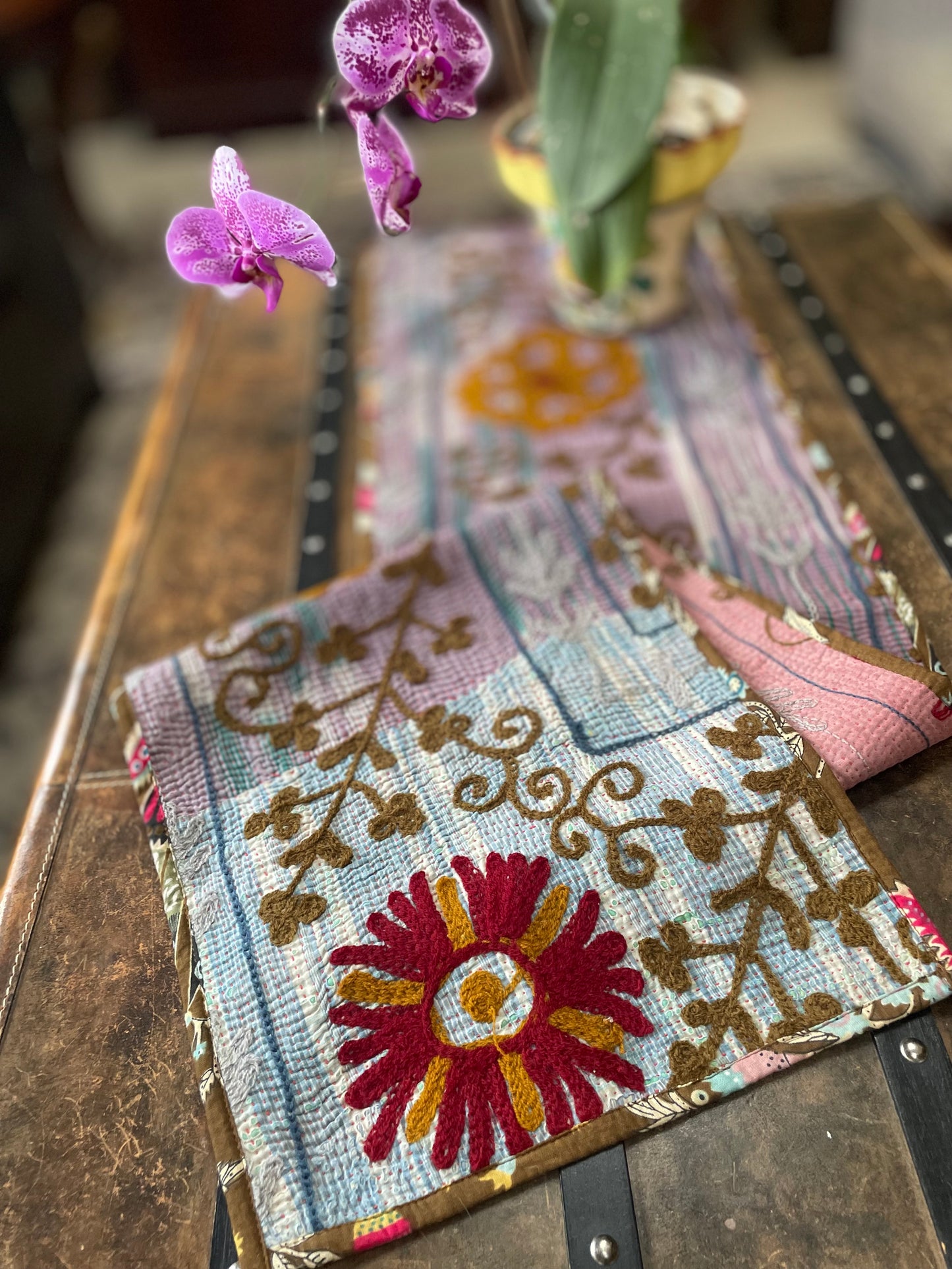 Suzani Embroidered Table Runner.