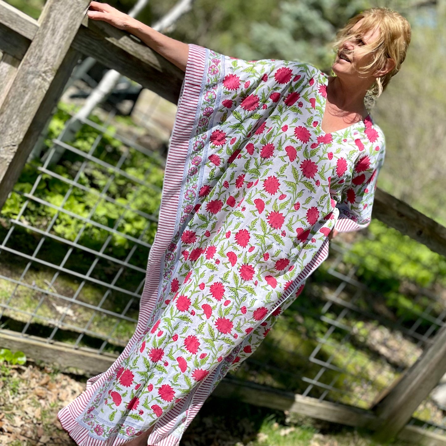 Boca Cotton Kaftan - Pink Poppy