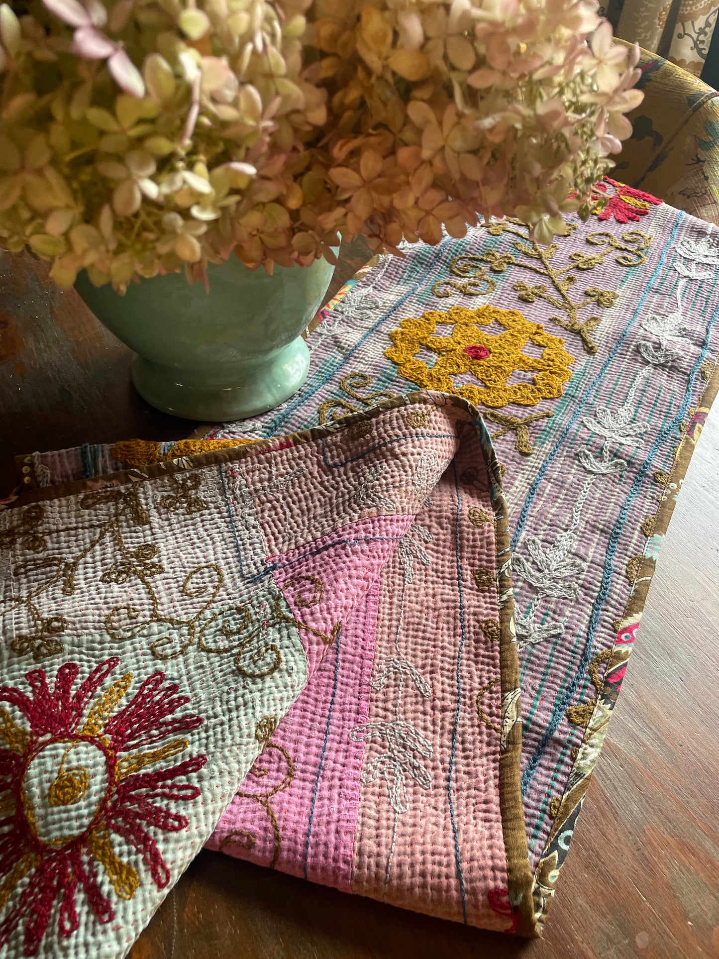 Suzani Embroidered Table Runner.