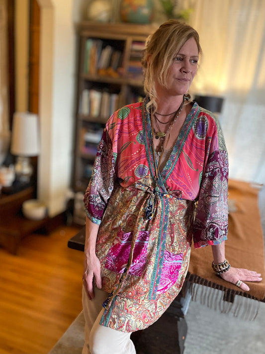 Topangea Silk Sari Robe.