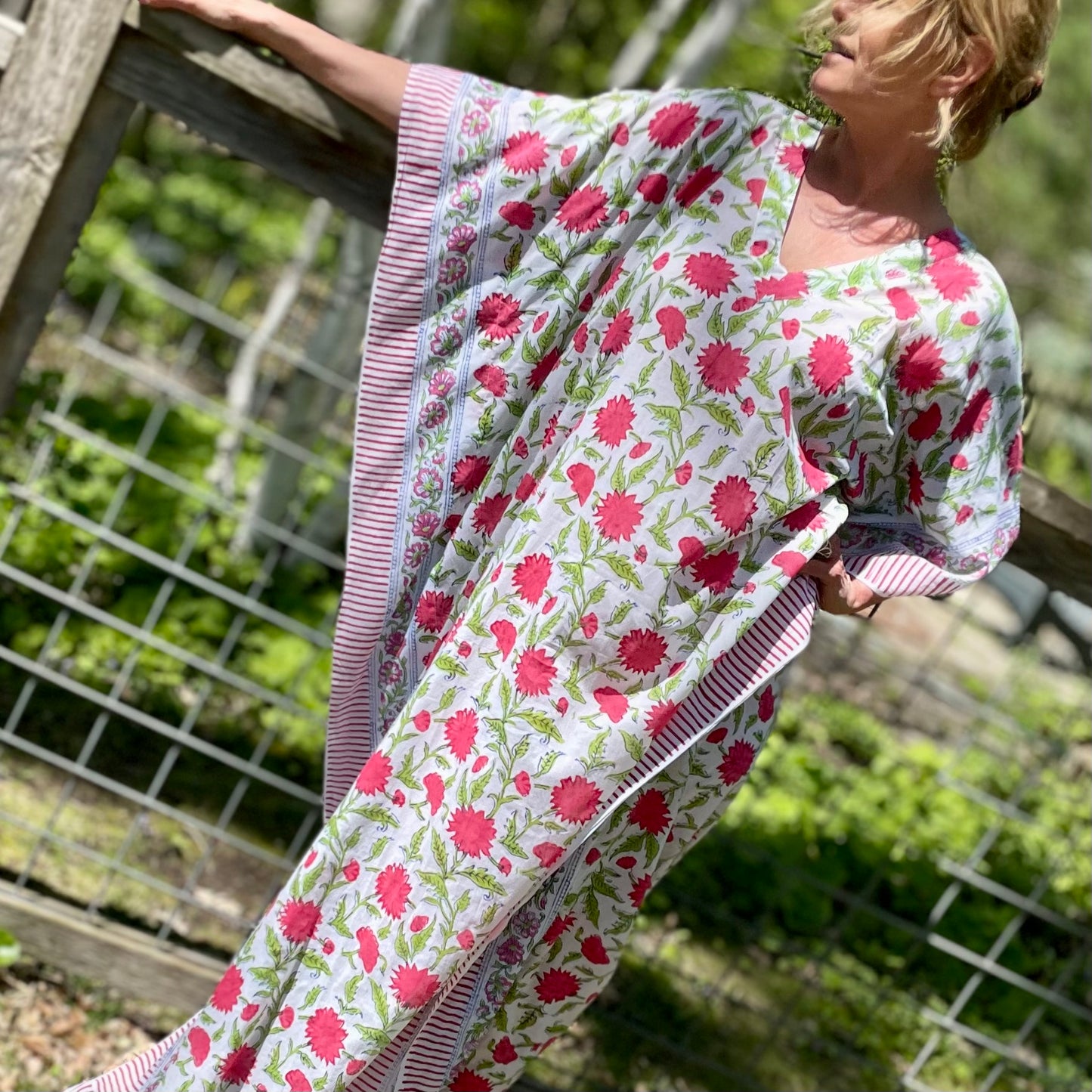 Boca Cotton Kaftan - Pink Poppy