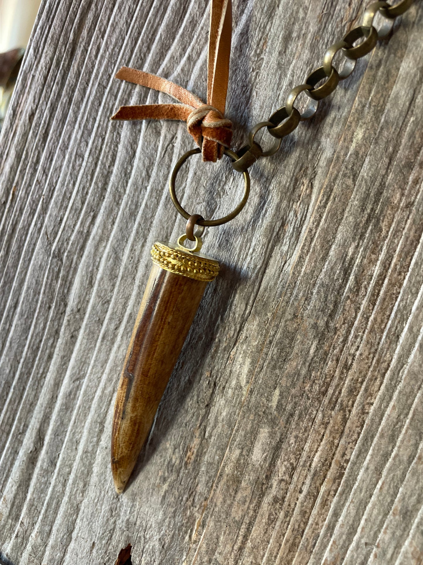 Amy Louise Carved Buffalo Bone Pendant Necklace.