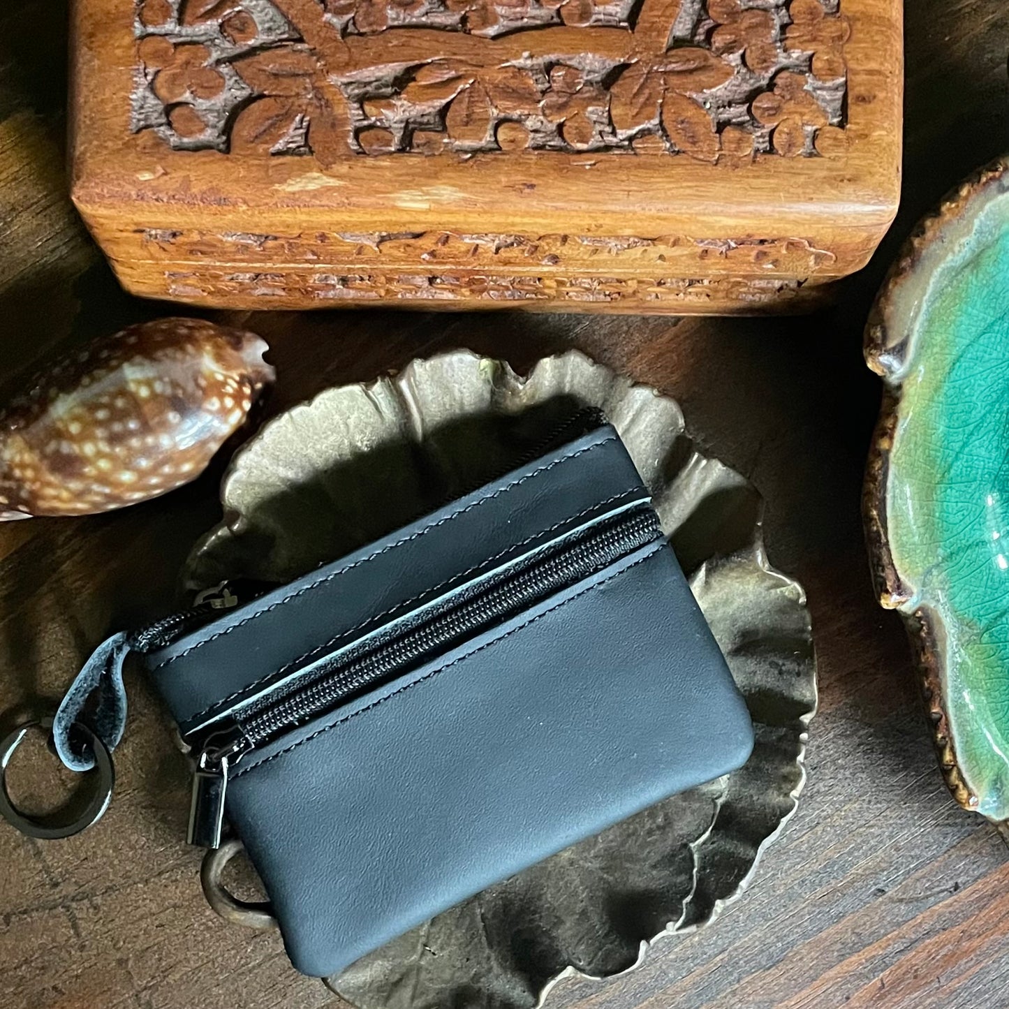 Mini Leather Coin Purse/Wallet Key Chain.