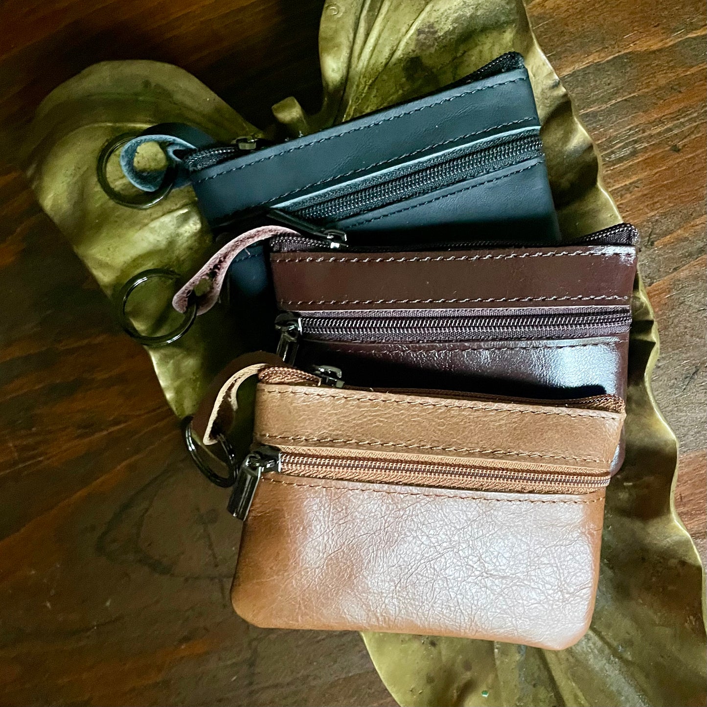 Mini Leather Coin Purse/Wallet Key Chain.