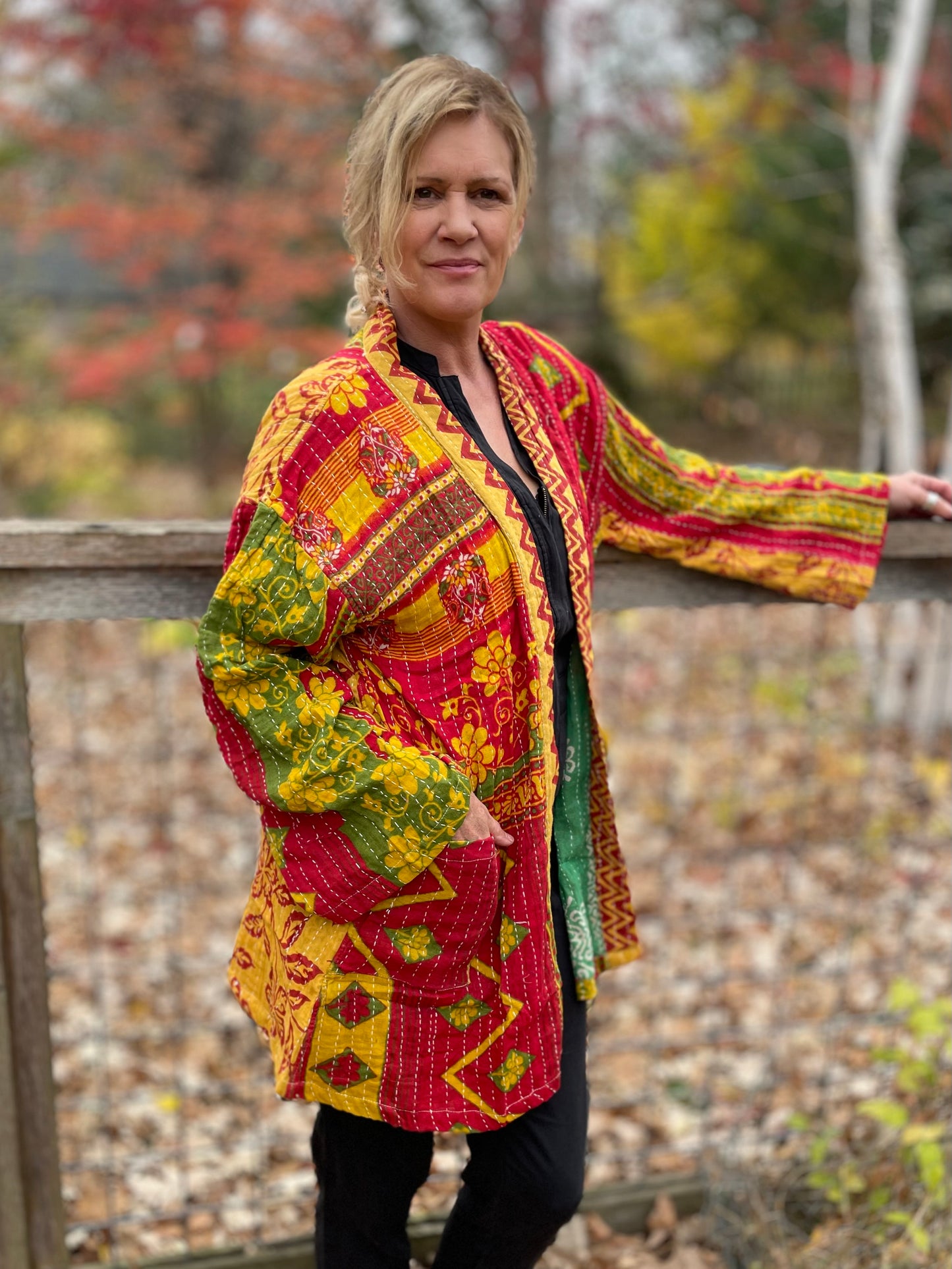 Wanderer Reversible Kantha Robe.