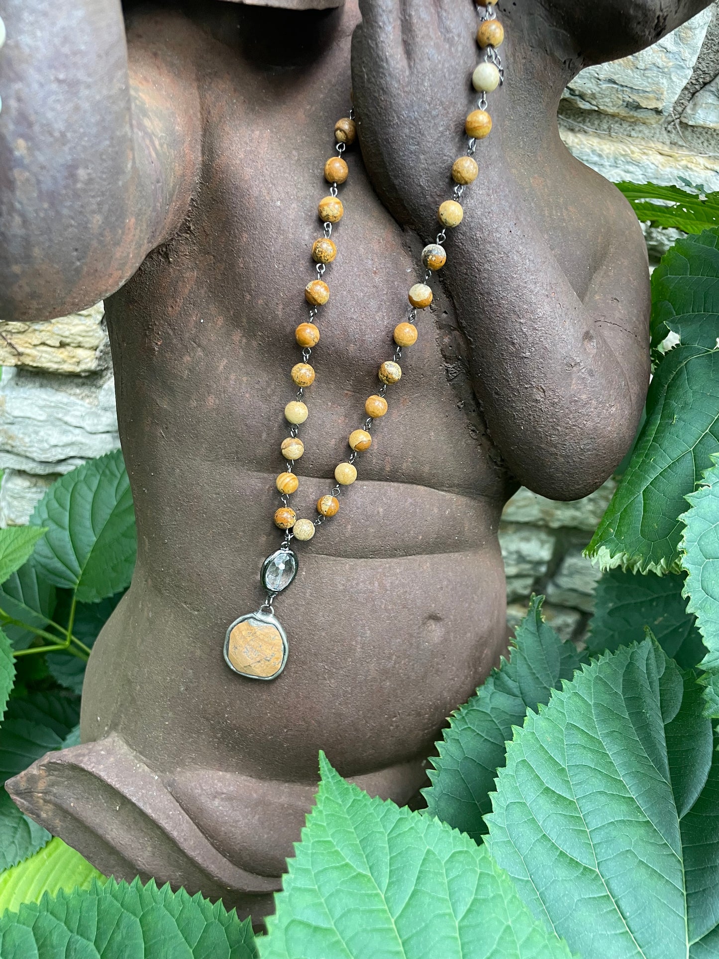 Shasta  Soldered Stone and Crystal Necklace.