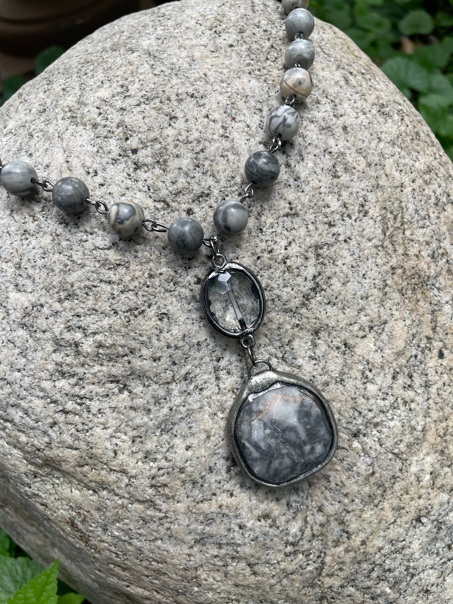 Shasta  Soldered Stone and Crystal Necklace.