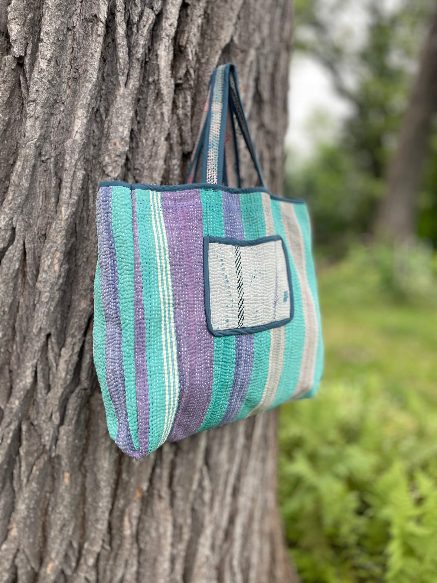 Redding Kantha Tote Bag - Soft Blue