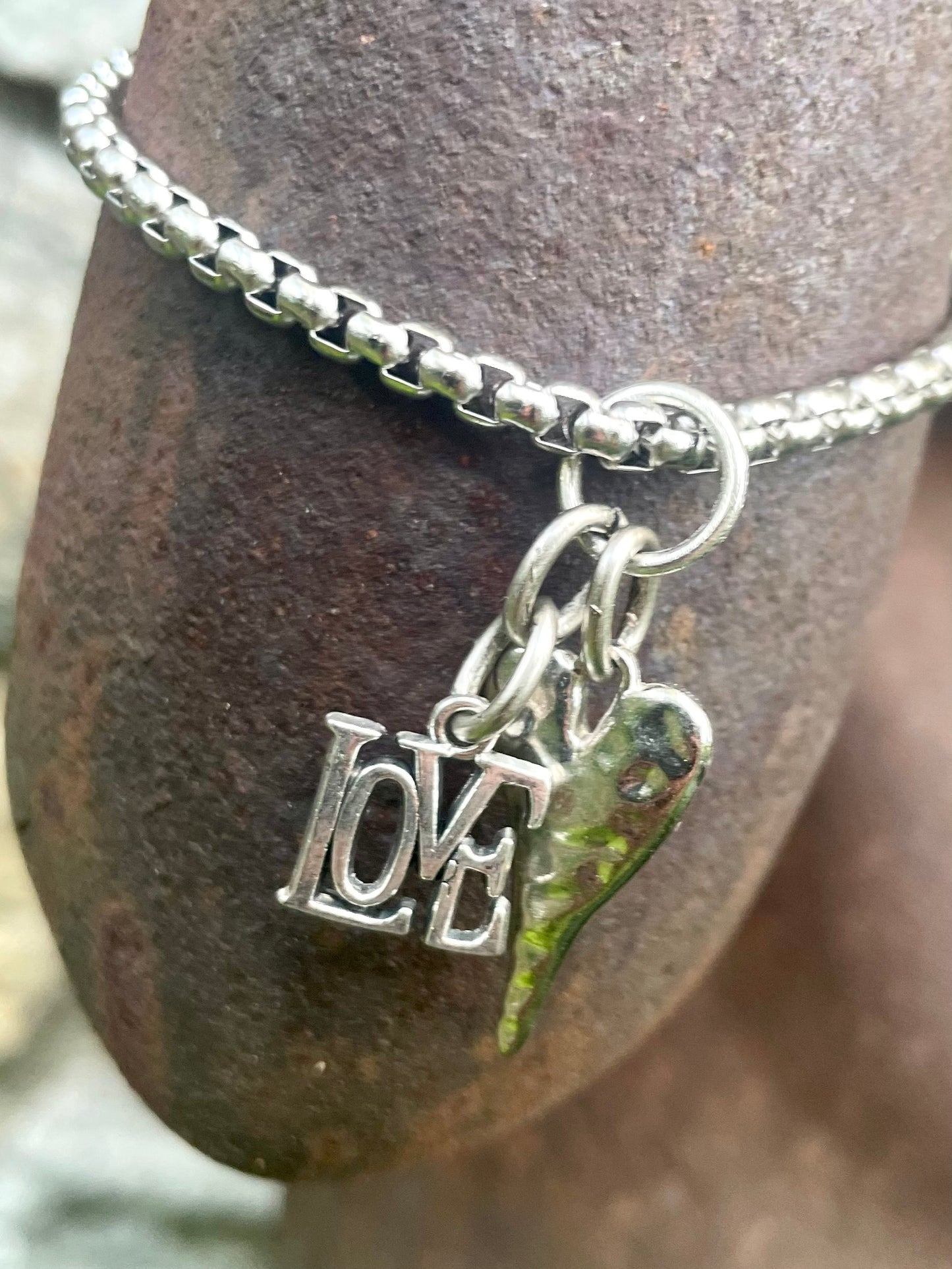 “LOVE” Silver Charm Bracelet.