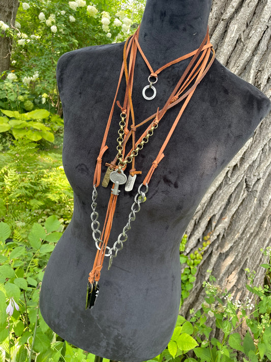 The Laramie Leather Necklace Collection. Set of 5.