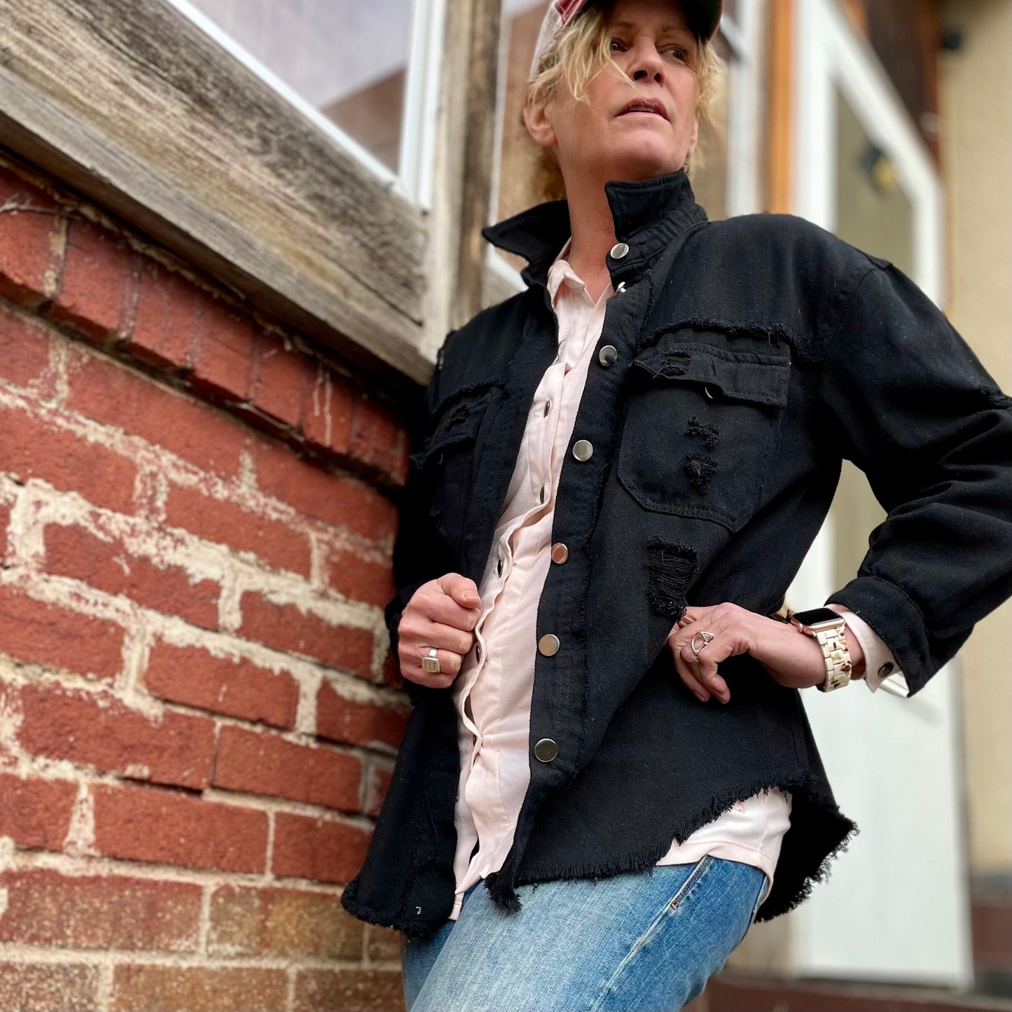 Denver Distressed Black Work-Shirt.