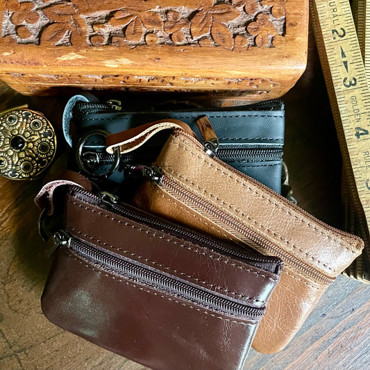 Mini Leather Coin Purse/Wallet Key Chain.