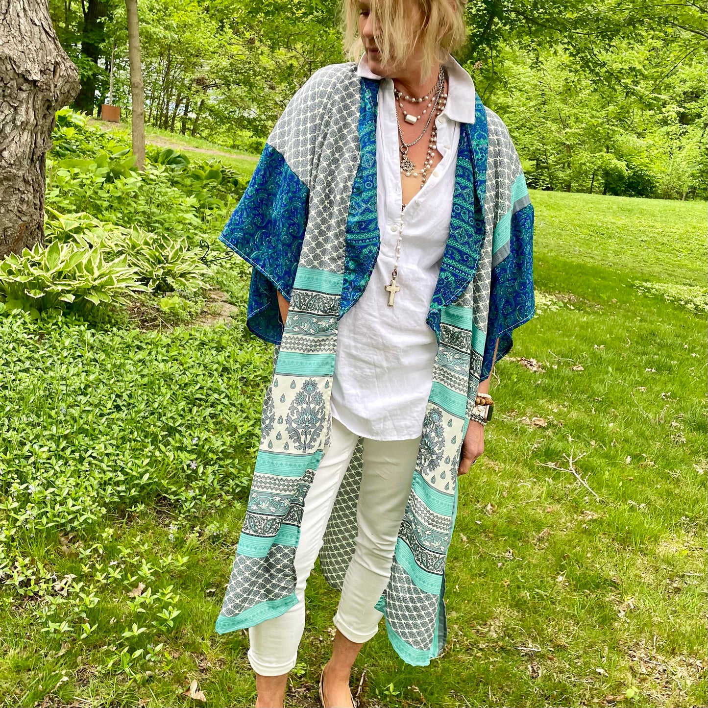 The Hey Delilah Silk Duster Kimono - Blue