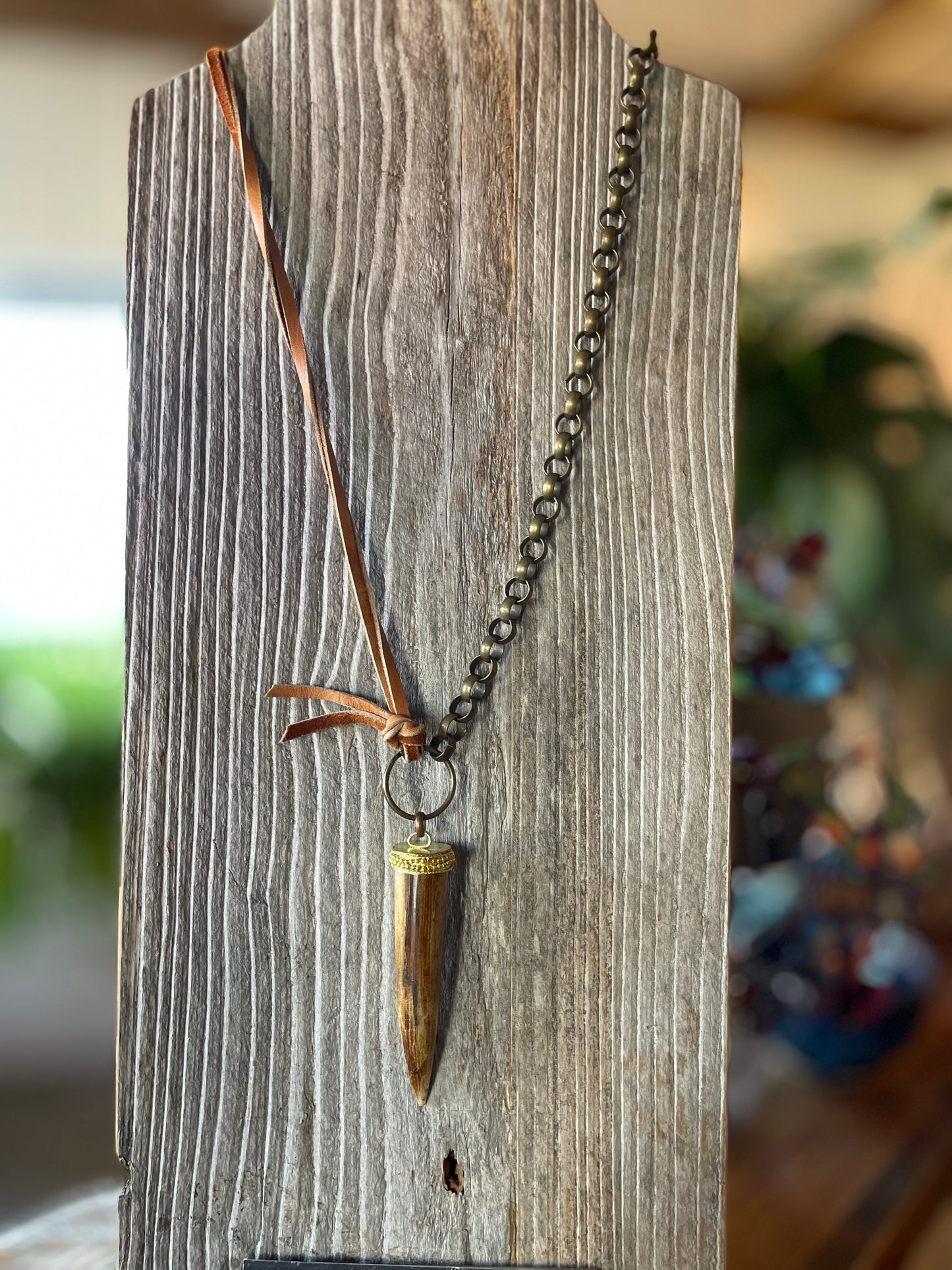 Amy Louise Carved Buffalo Bone Pendant Necklace.