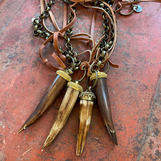 Amy Louise Carved Buffalo Bone Pendant Necklace.