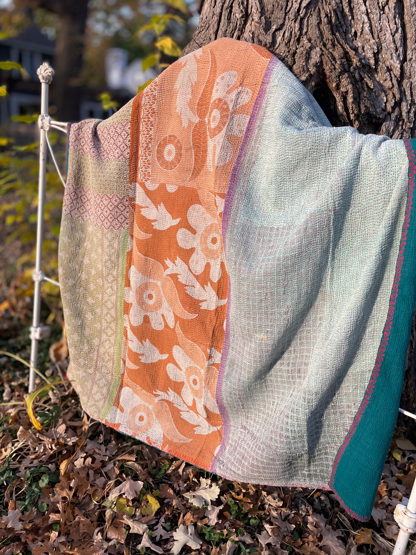 Theodora Reversible Kantha Quilts. Set of 3.