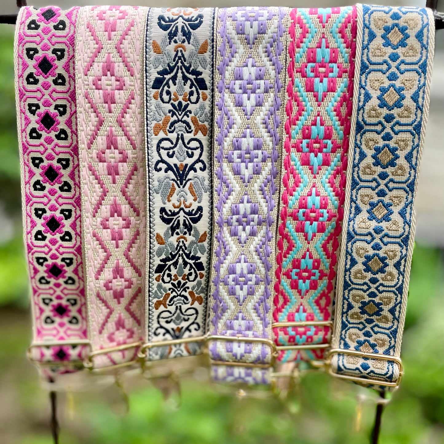 Embroidered Bag Straps. set of 6 Assorted.