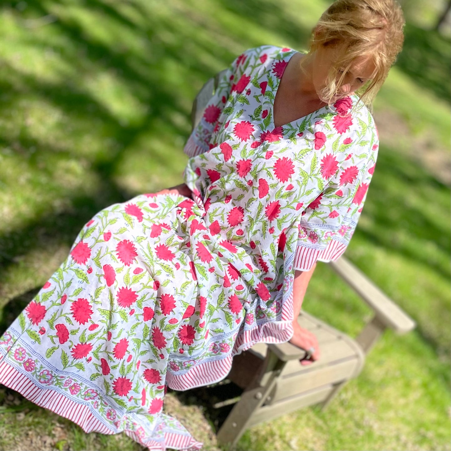 Boca Cotton Kaftan - Pink Poppy