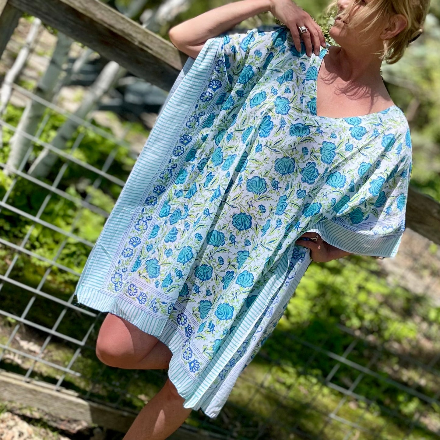 Boca Cotton Kaftan - Blue Floral