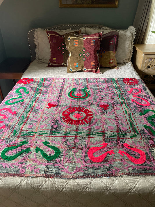 Rowena Reversible Embroidered  Kantha Quilt.