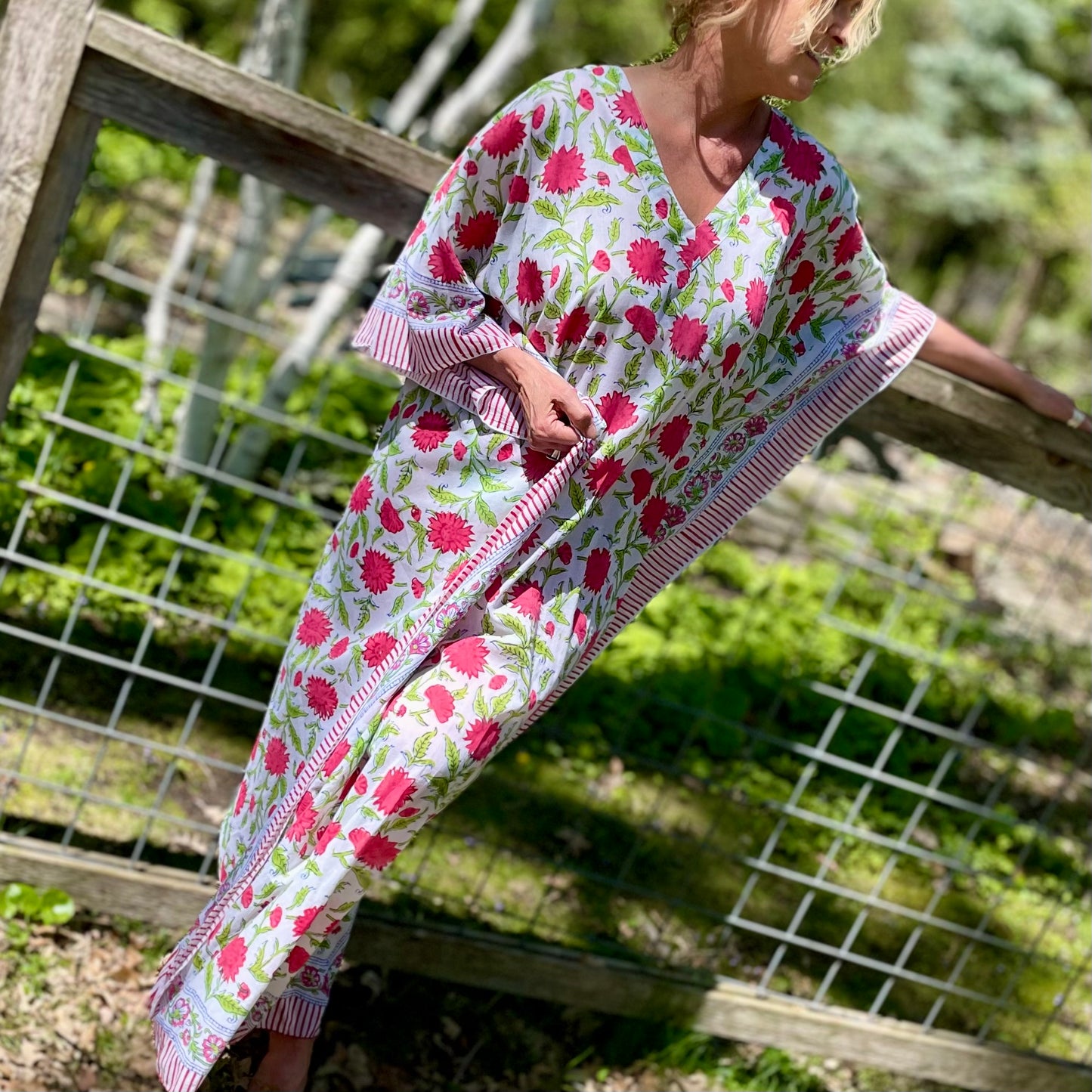 Boca Cotton Kaftan - Pink Poppy