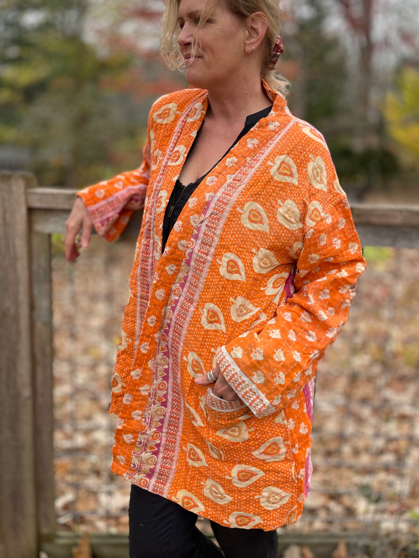 Wanderer Reversible Kantha Robe.