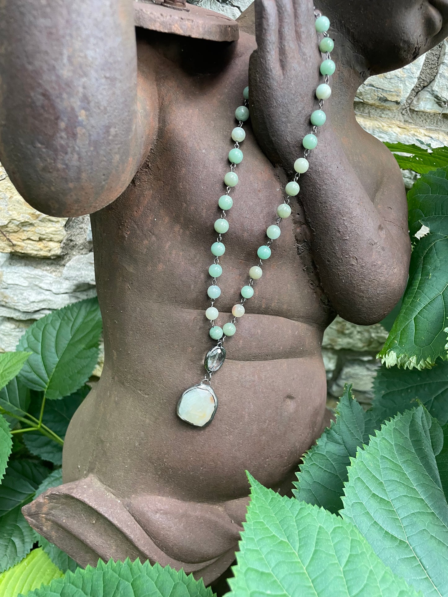 Shasta  Soldered Stone and Crystal Necklace.